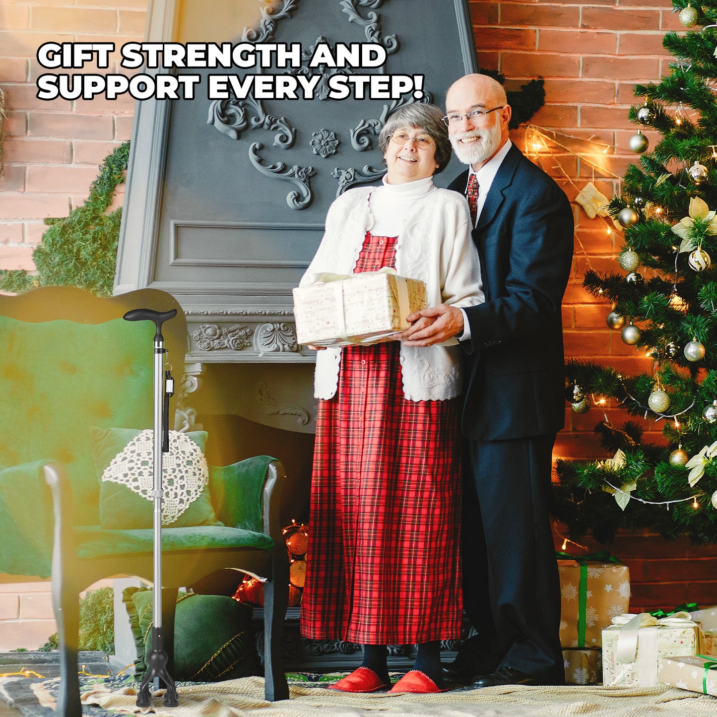 MaxKare Folding Walking Canes with Comfort Grip, 37"-41" Adjustable - Silver