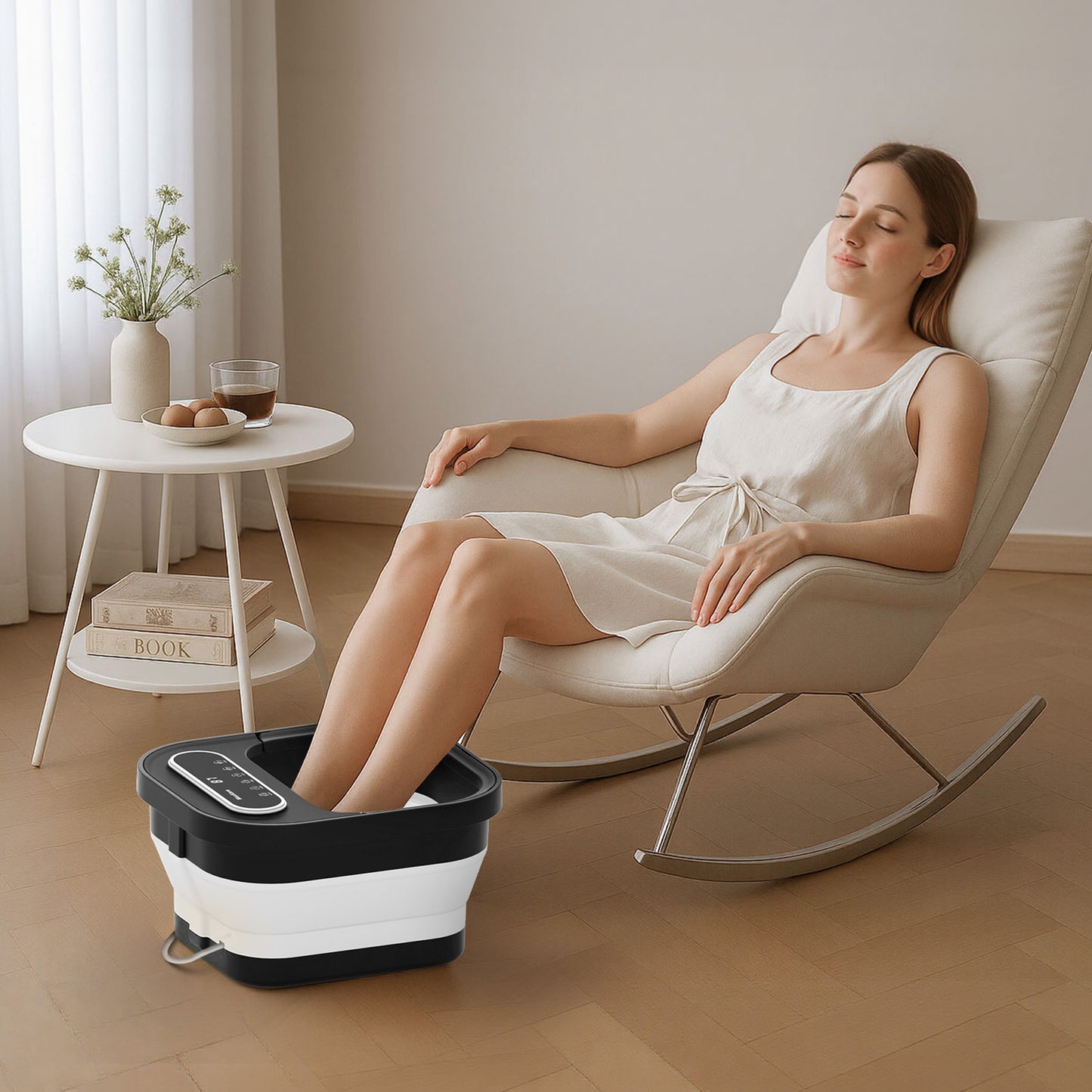 MaxKare Collapsible Foot Spa with Massager and Heat Bubbles Vibration 3 in 1, Foot Spa Massager, Black