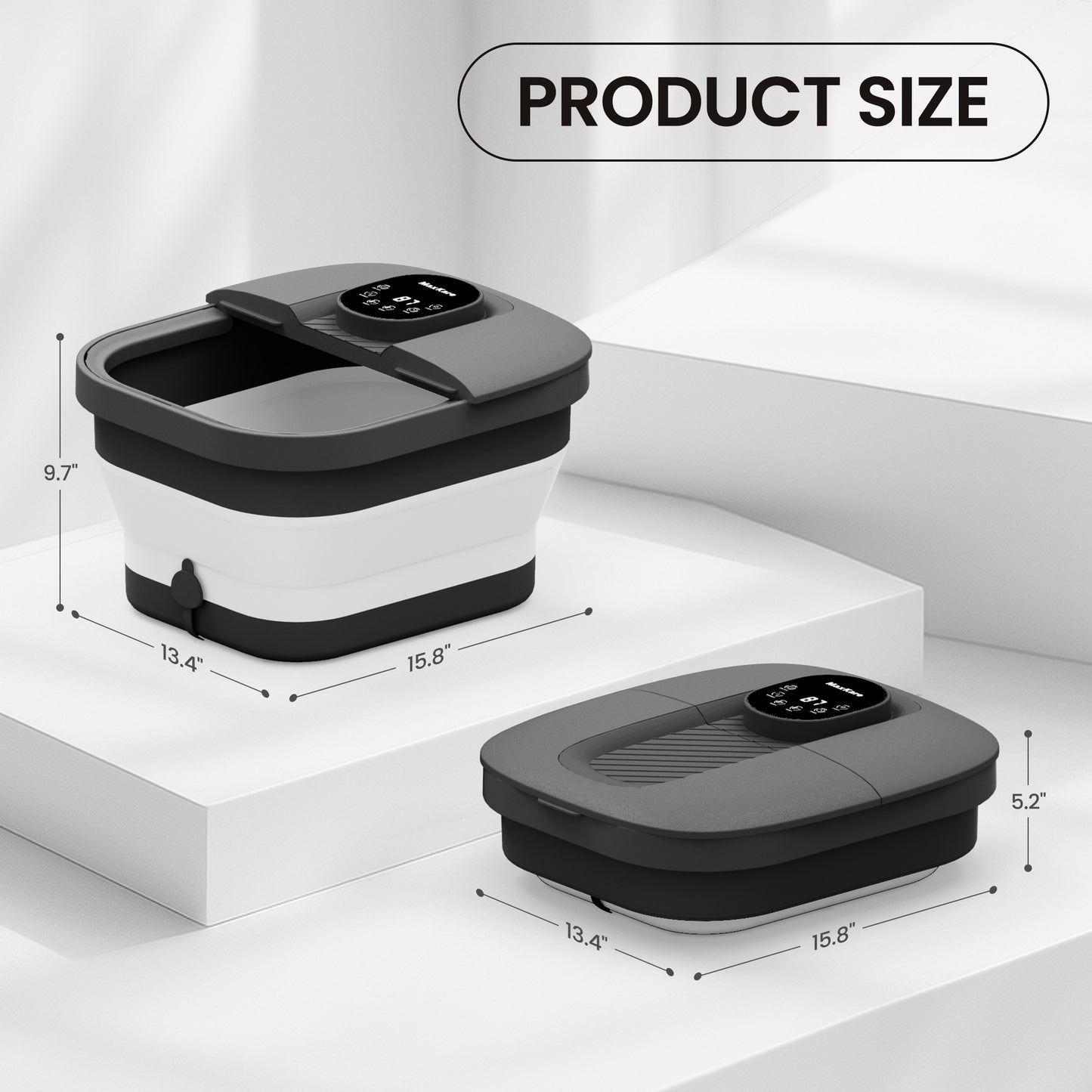 MaxKare Collapsible Foot Spa with Massager and Heat, Foot Spa Massager with Bubble Heat,Black