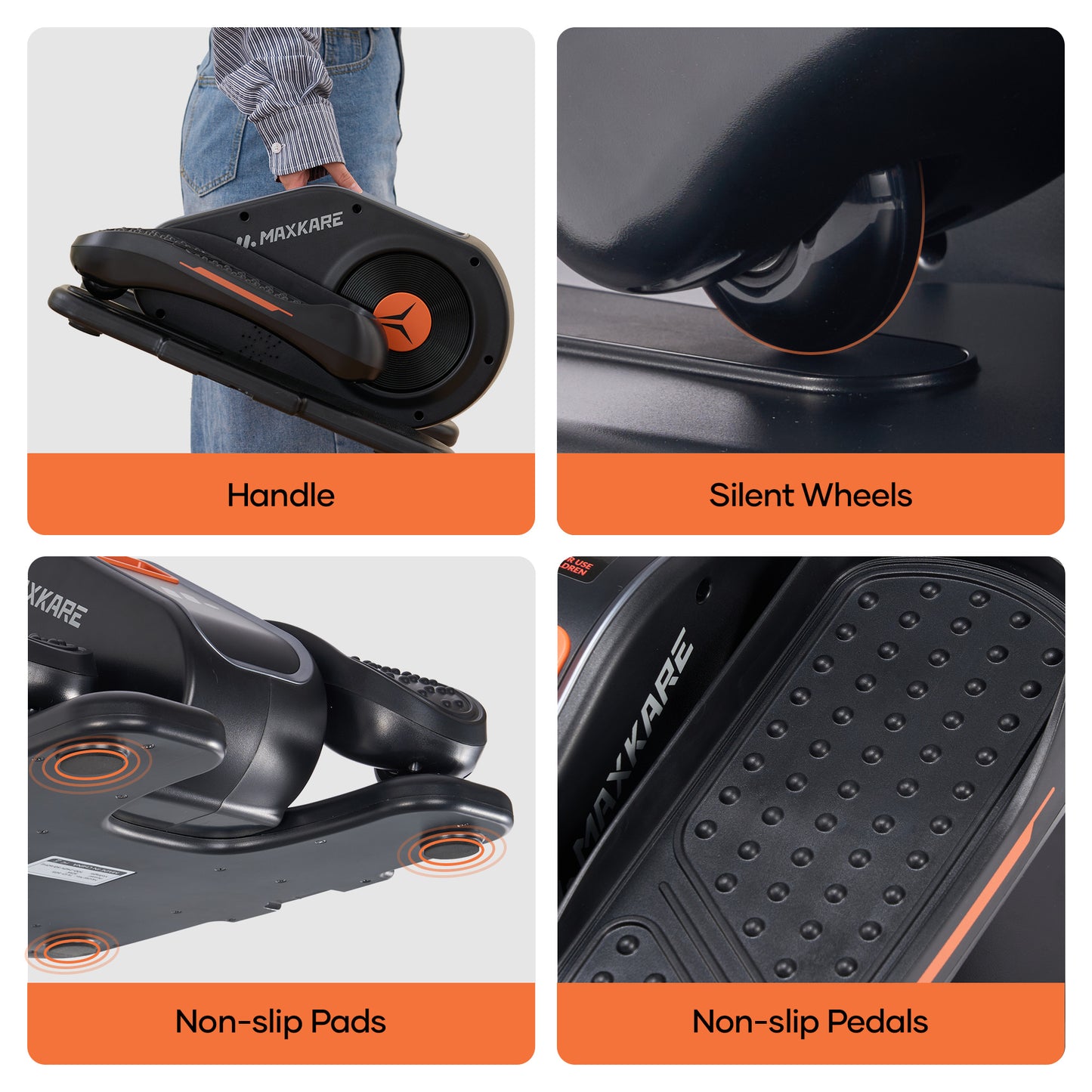 MaxKare Under Desk Elliptical Machine, Quiet Portable Pedal Exerciser with Remote for Home Office, 12 Adjustable Speeds