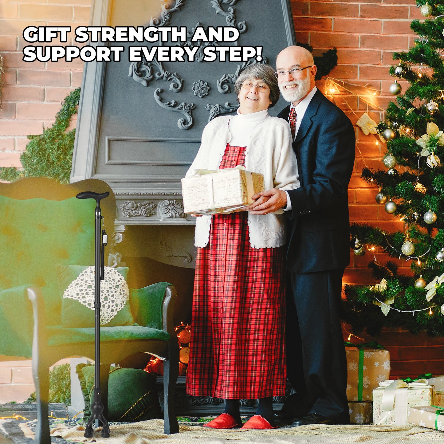 MaxKare Folding Walking Canes with Comfort Grip, 37"-41" Adjustable - Black