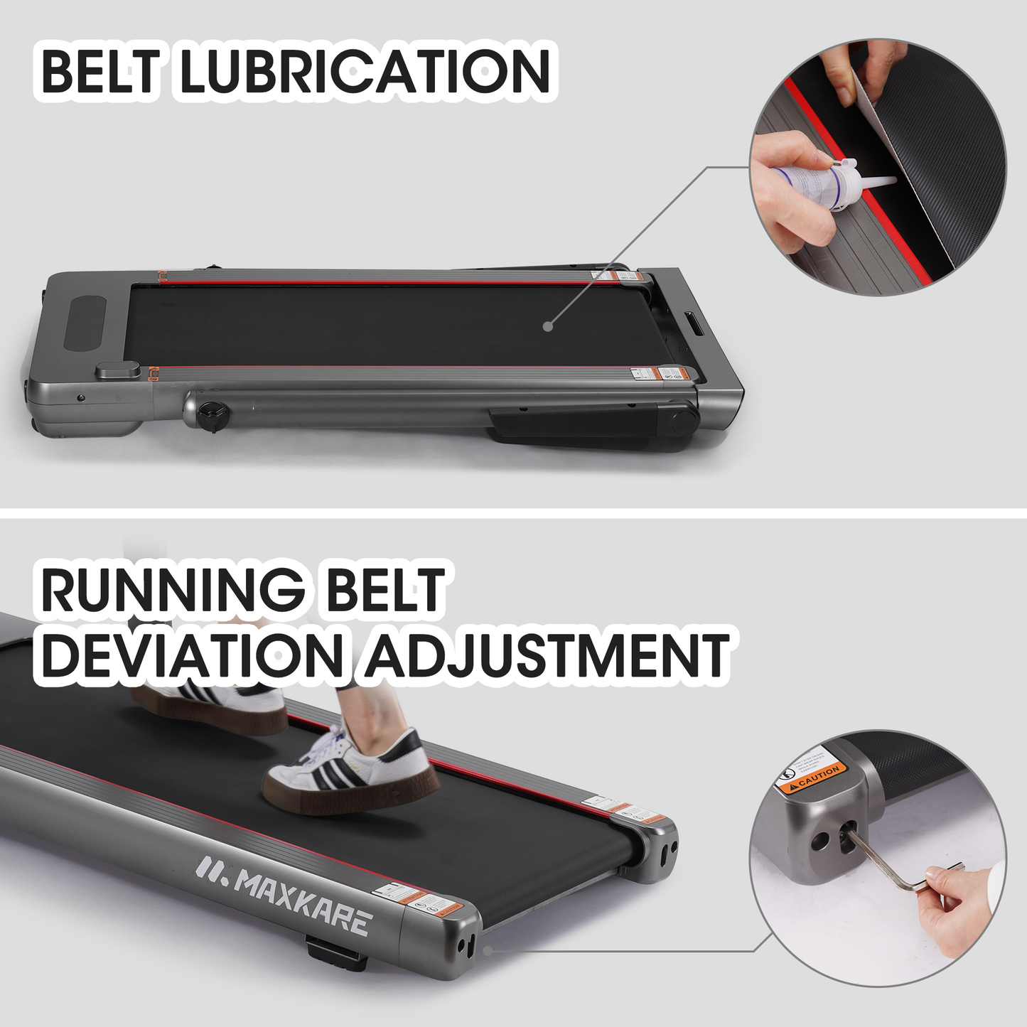 Maxkare 2 in 1 Walking Pad Treadmill, 3.0HP 9MPH Under Desk Treadmill, Foldable Treadmill with Touch Screen & Remote Control Bluetooth Connectivity, 286LBS