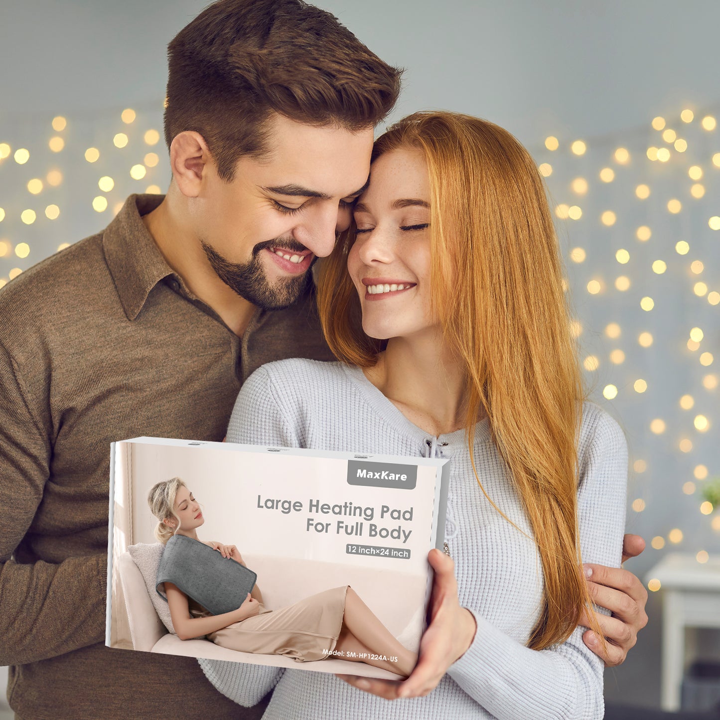 Maxkare 12 x 24 Heating Pad with 4 Heat Settings & Auto Shut-off, for Back Neck Shoulders Stress & Cramps Relief, Gray