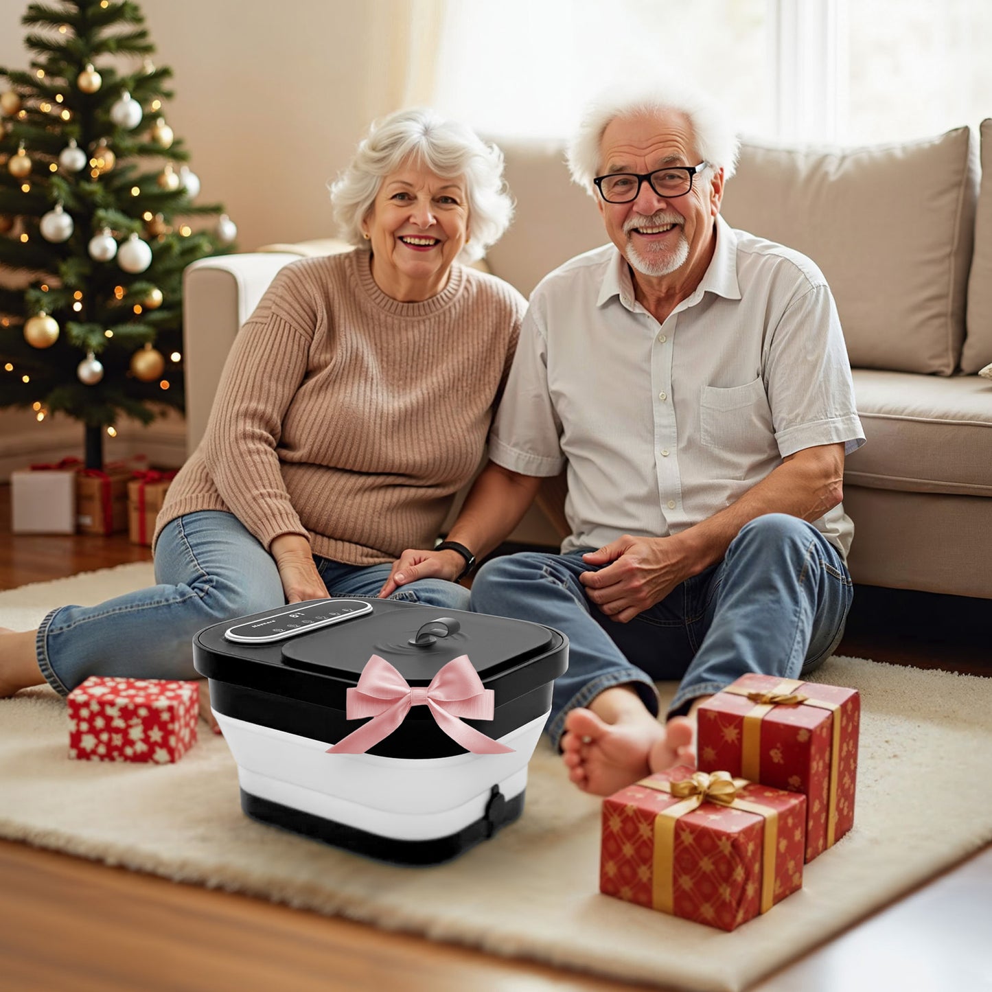 MaxKare Collapsible Foot Spa with Massager and Heat Bubbles Vibration 3 in 1, Foot Spa Massager, Black