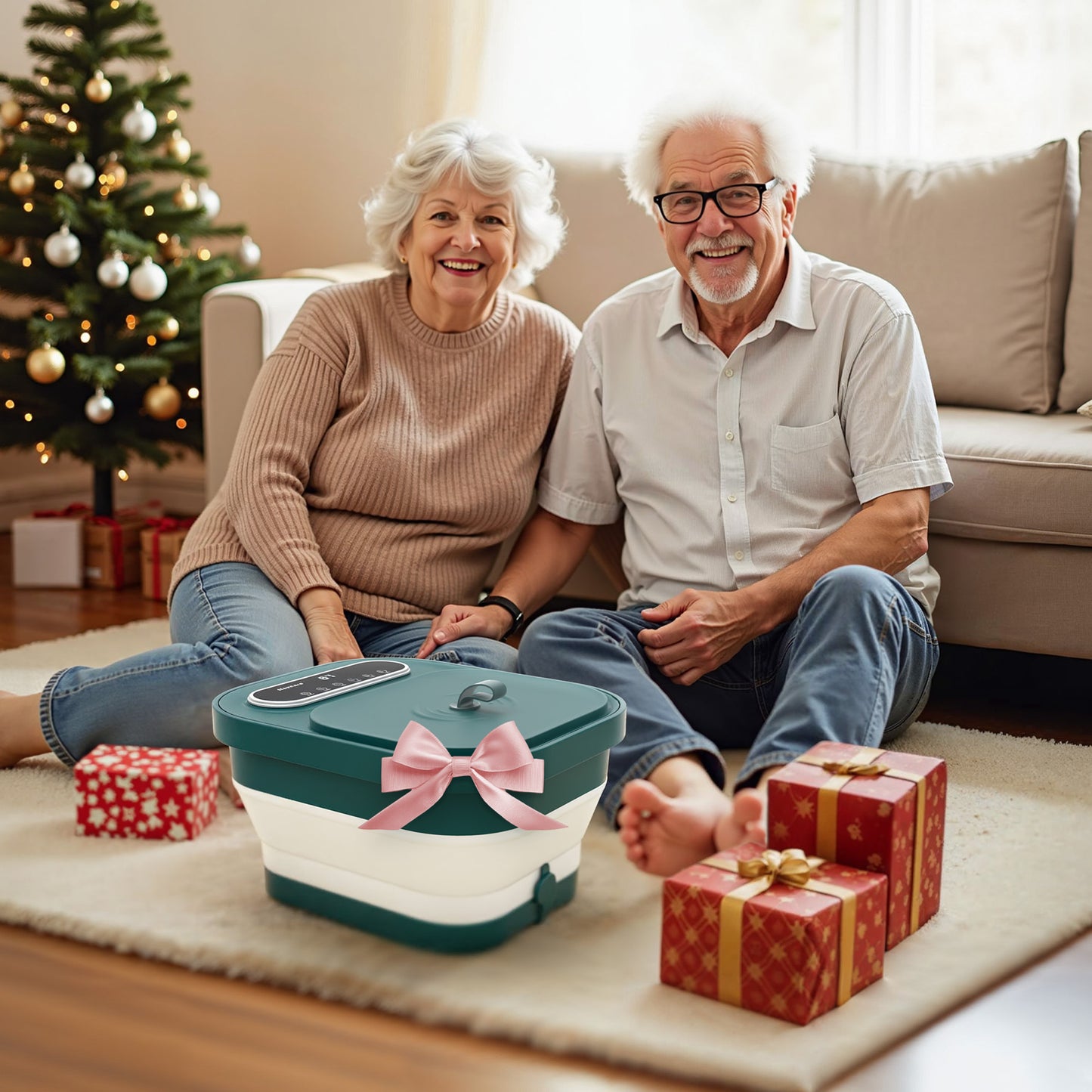 MaxKare Collapsible Foot Spa with Massager and Heat Bubbles Vibration 3 in 1, Foot Spa Bath, Green