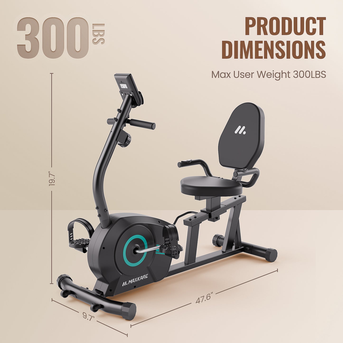 MaxKare Recumbent Exercise Bike with Arm Workout for Indoor, 8 Levels Magnetic Resistance & Seat Adjustable, Silent Stationary Bike for Adult & Seniors, 300lbs