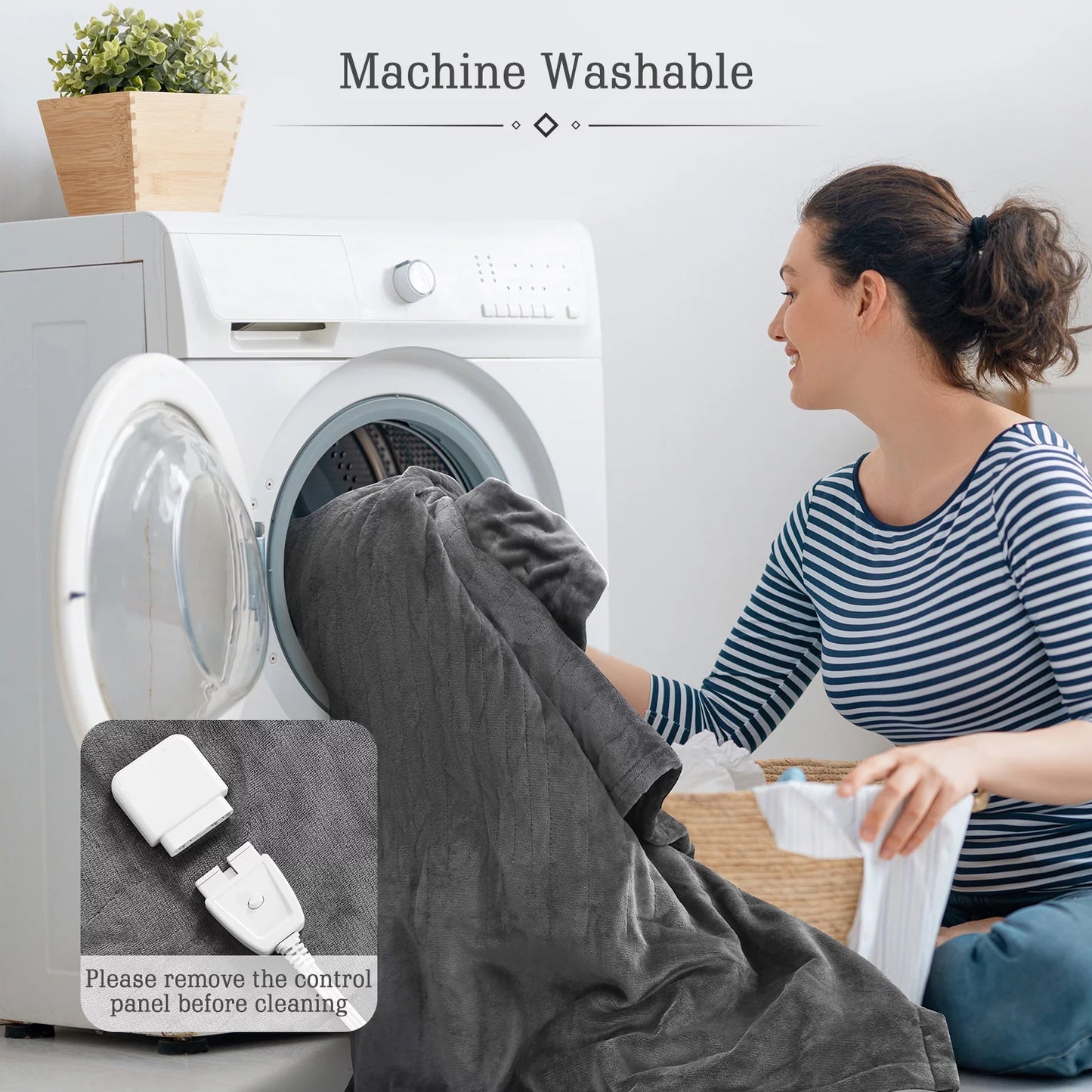Electric Heated Blanket Twin 62" x 84" Large Heating Throw Blanket with 4 Heating Levels & Timer 10 Hours Auto Off, Machine Washable, Warm Comfort Blanket for Home Office Bed Sofa