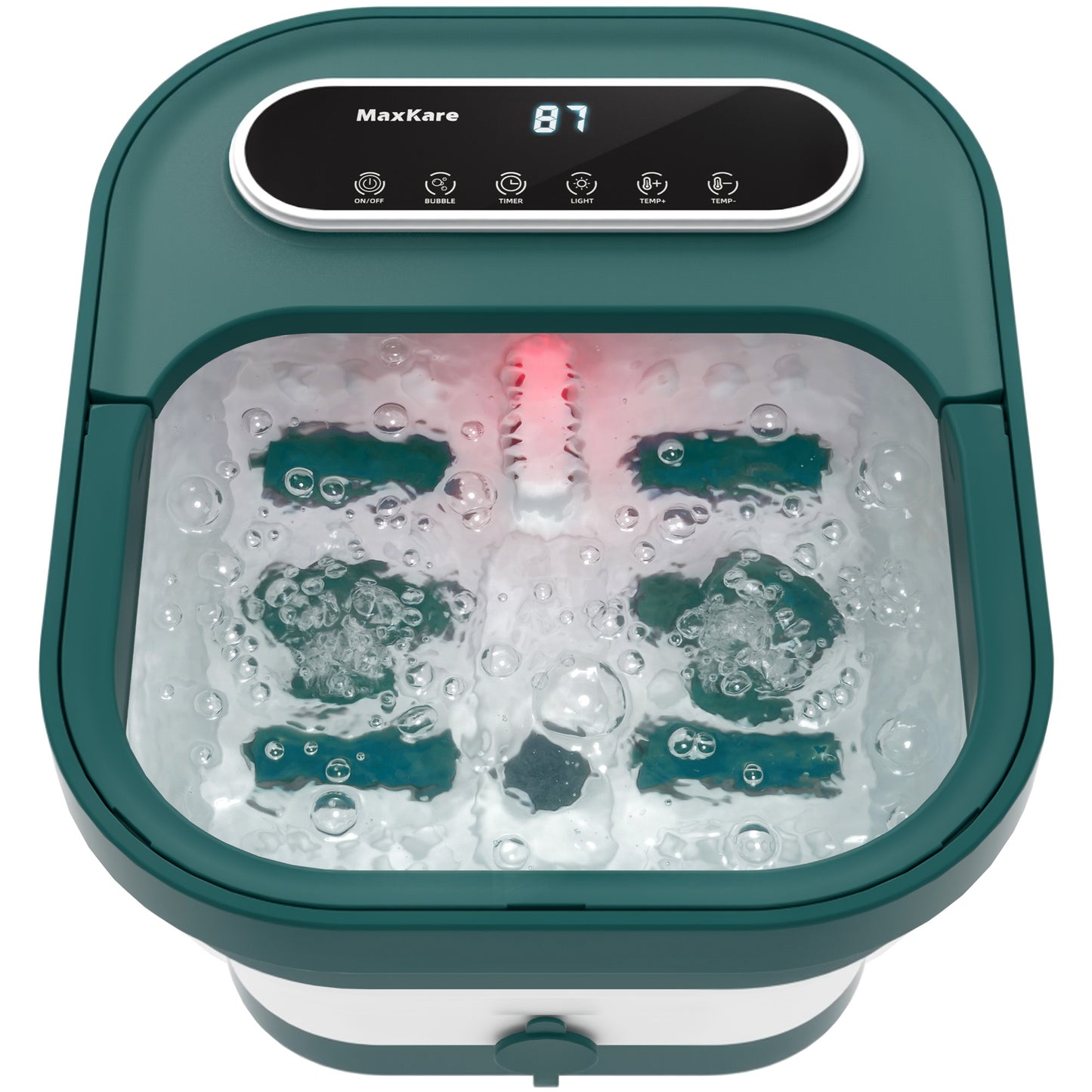 MaxKare Collapsible Foot Spa with Massager and Heat Bubbles Vibration 3 in 1, Green
