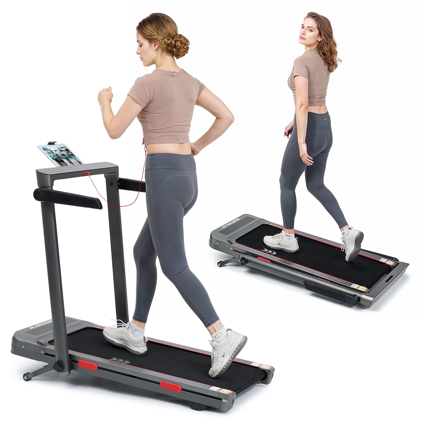 MaxKare 3.0HP Auto Incline Treadmil, 2-in-1 Walking Pad Treadmil with 26" LED Touch Screen and Remote, Foldable Treadmill for Home, 286lbs