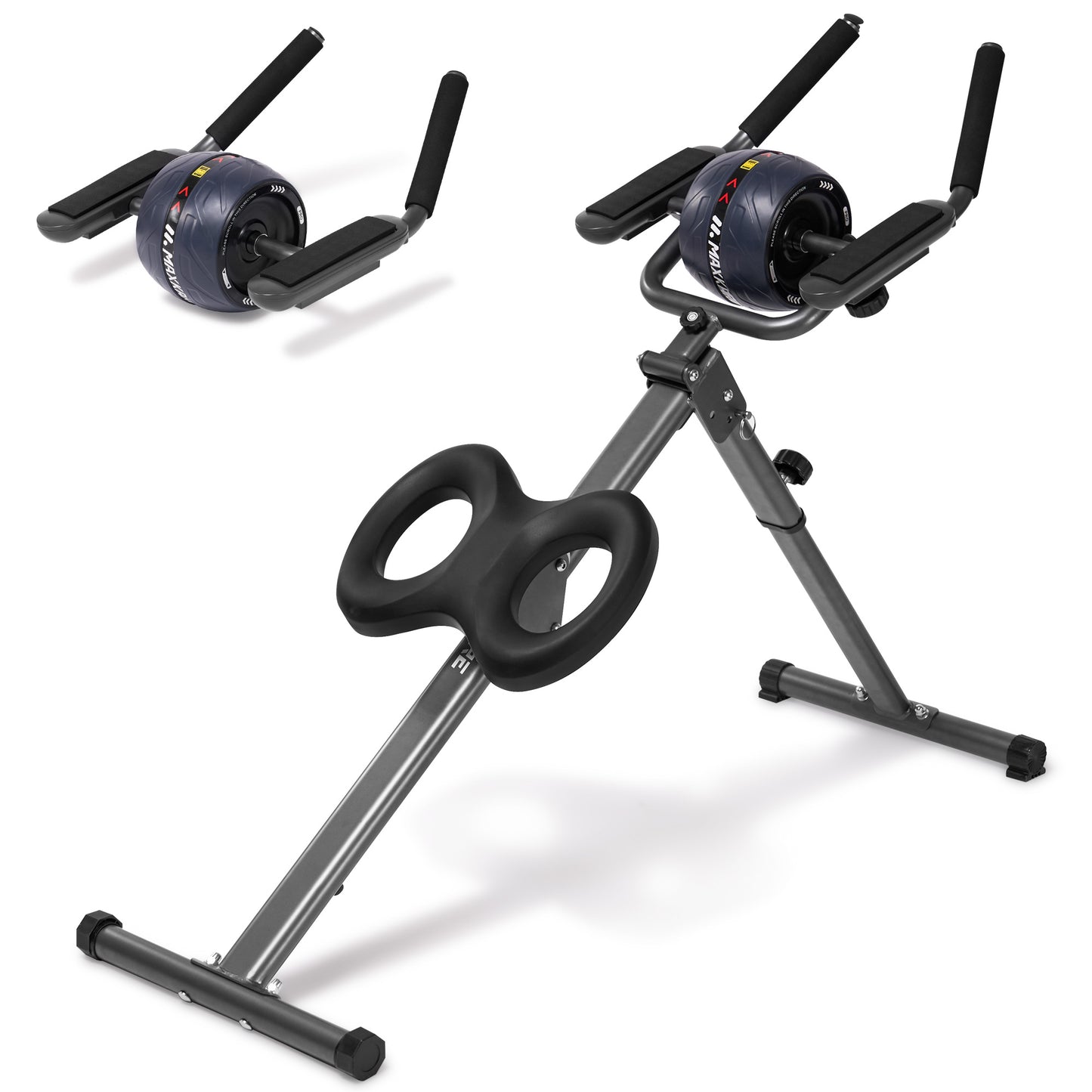 MaxKare Adjustable Ab Machine with Detachable Ab Roller Wheel, 6-Level Core Workout Equipment for Home Gym, Foldable, 220lbs