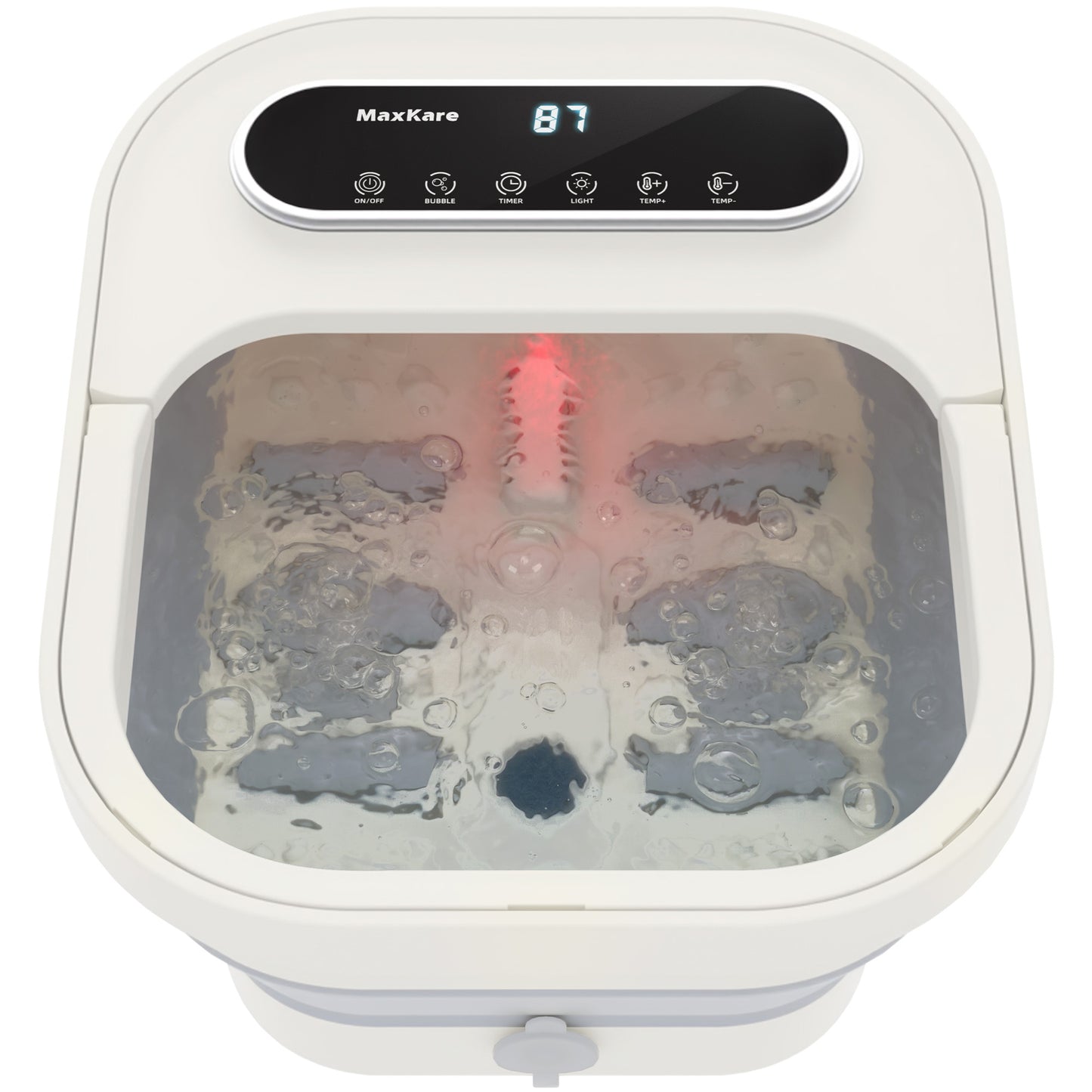 MaxKare Collapsible Foot Spa with Massager and Heat Bubbles Vibration 3 in 1, Foot Spa Massager, White