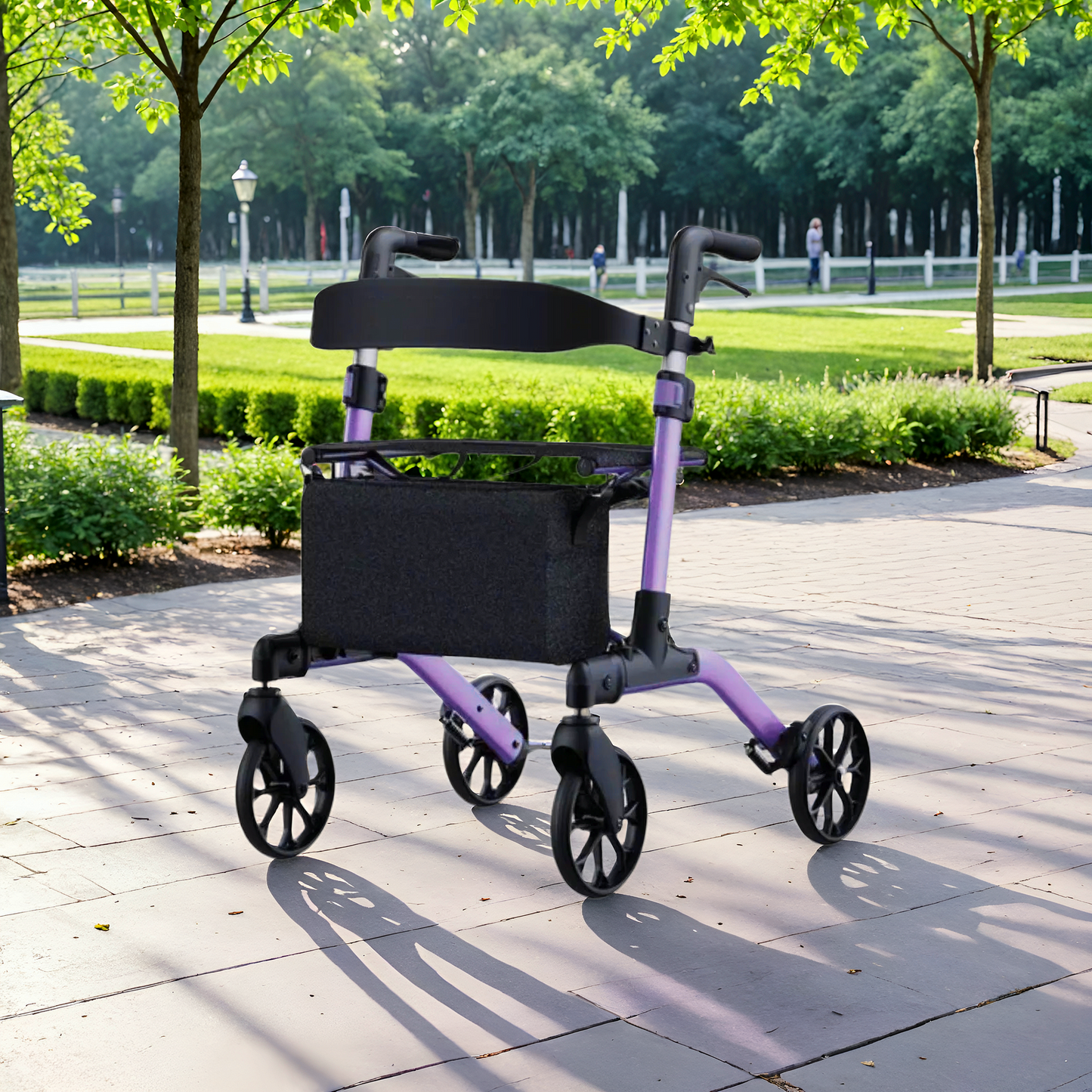 MaxKare Rollator Walker with Seat, Foldable 4 Wheel Rolling Medical Walker, Purple