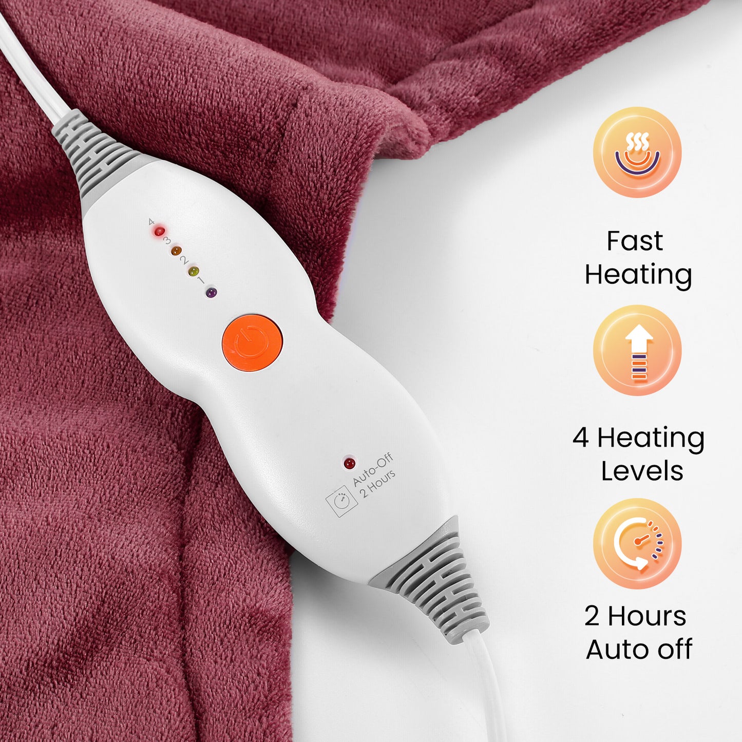 Maxkare Large Heating Pad with 5 Heat Settings & Auto Shut-off, for Full Body Stress Relief, 24"x33", Red