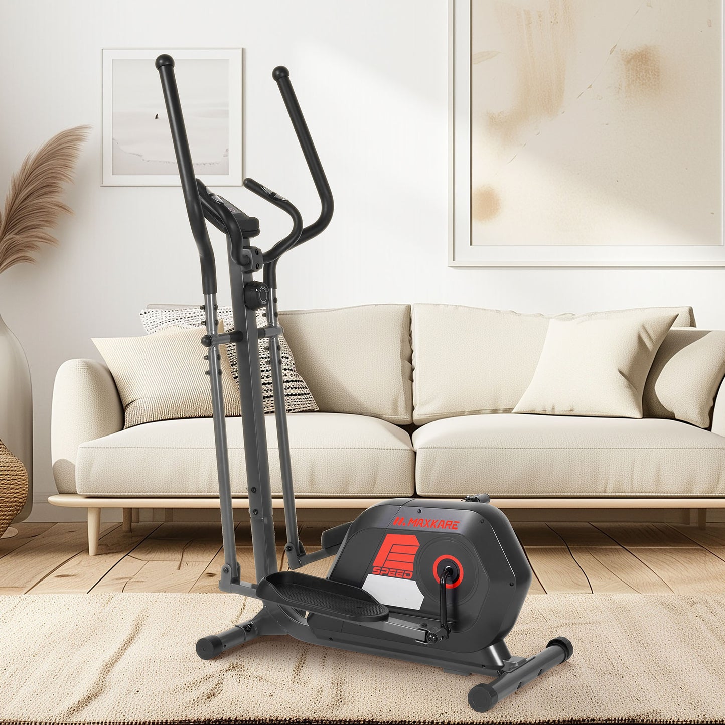 MaxKare Silent Magnetic Elliptical Machine with 14 Resistance Levels for Home, Indoor Stationary Exercise Machine for Office, 15.5IN Pedals, 286lbs