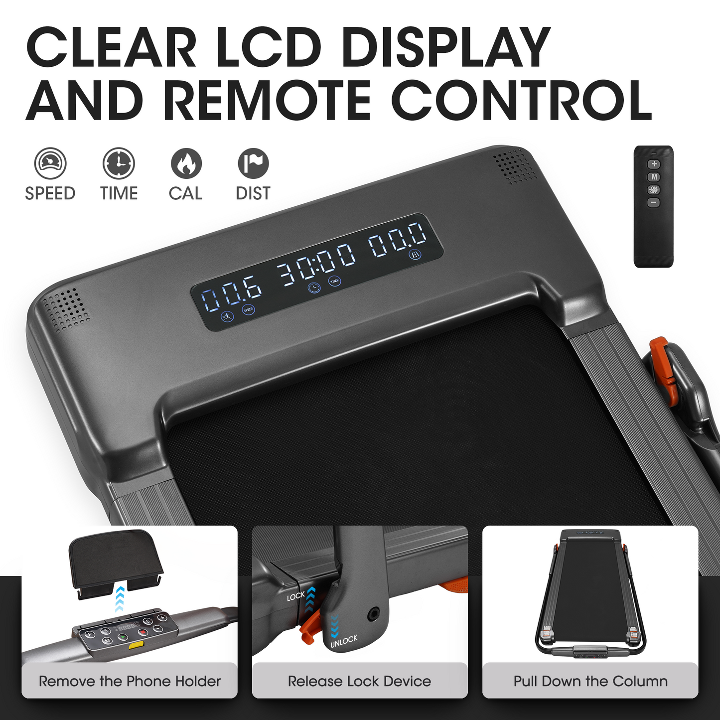 MaxKare 2.5HP Walking Pad Treadmill, Space-Saving Under Desk Treadmill with Remote Control for Home & Office, 265 LBS