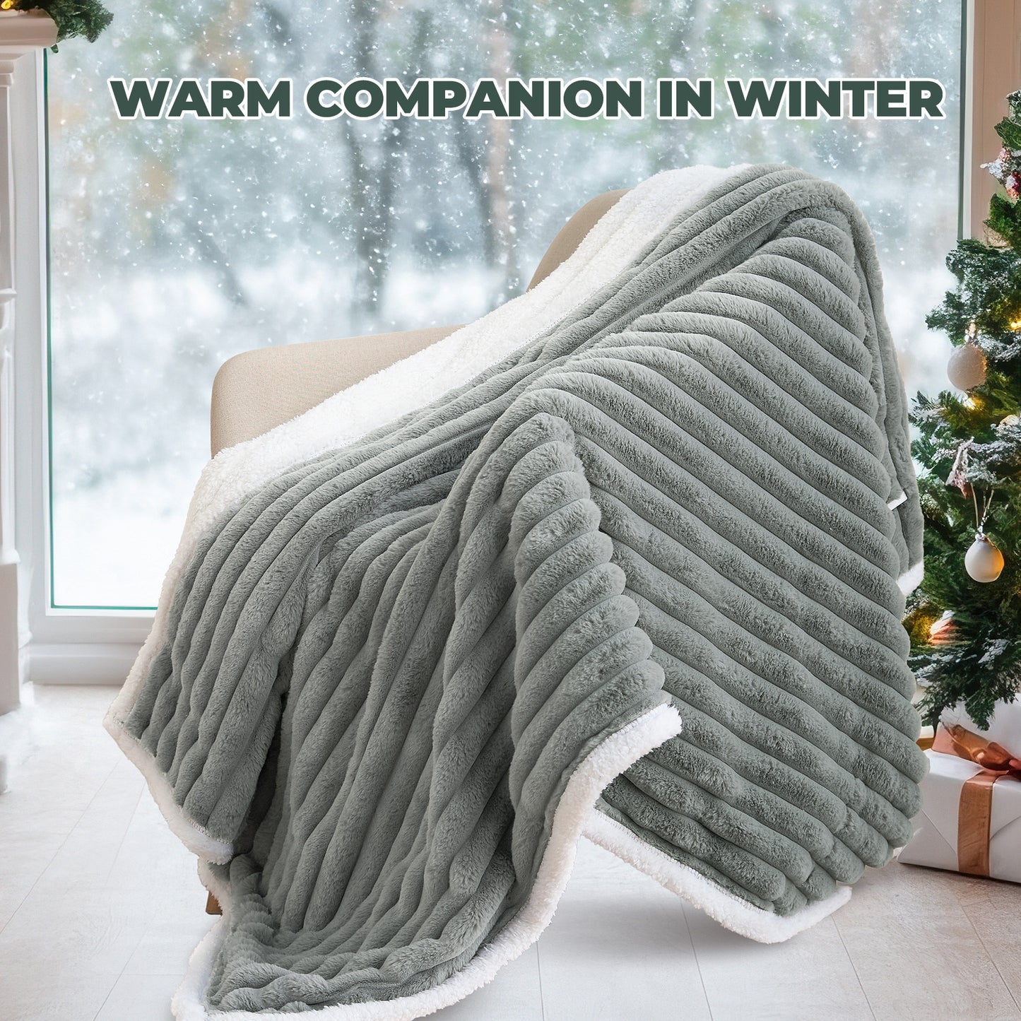 Maxkare 50" x 60" Electric Throw Blanket, Soft Faux Fur & Shu Velvet Heated Blanket, 6 Heating Levels, 4 Hours Timer, Large LED Display, Gray & White