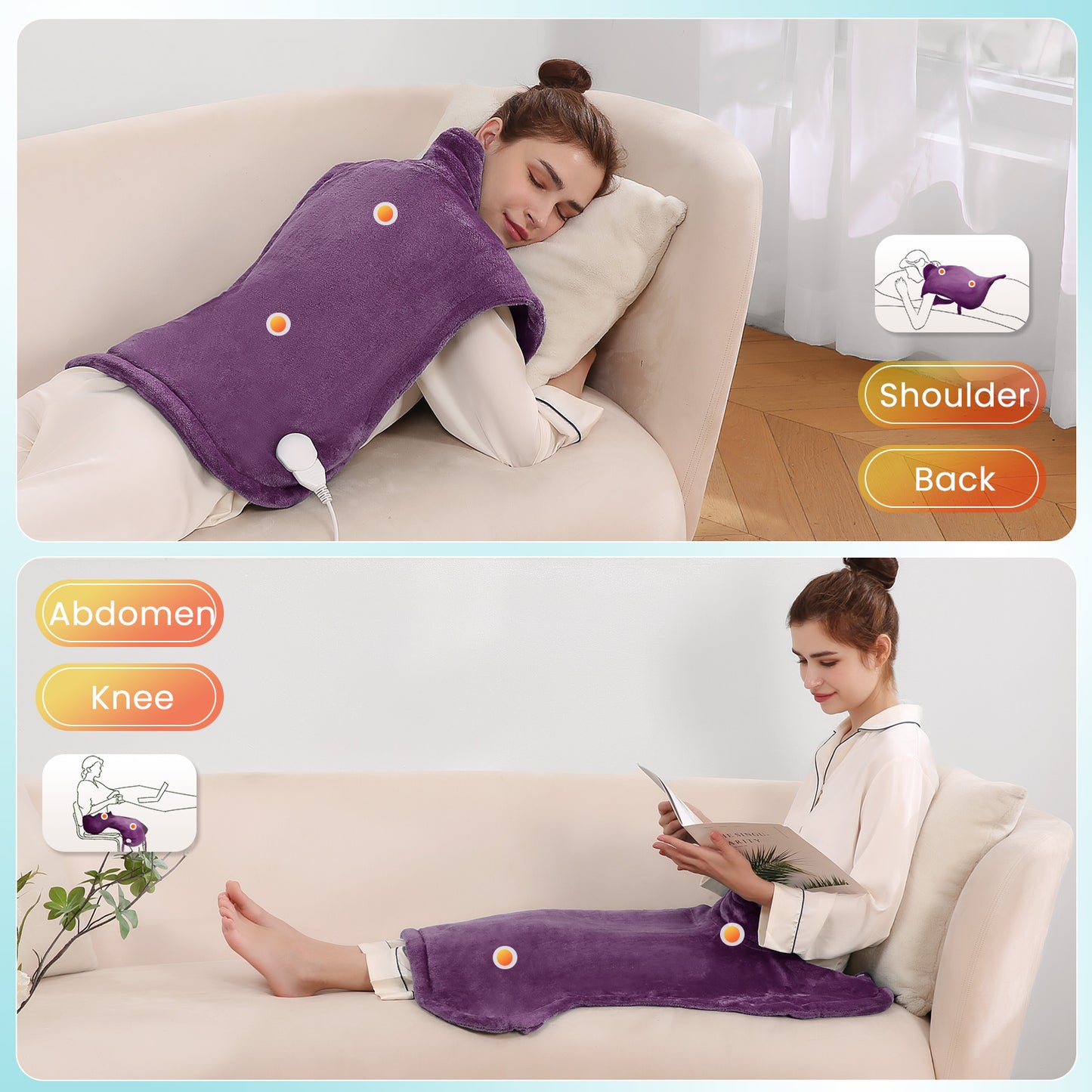 MaxKare Large Heating Pad with 4 Heat Settings & Auto Shut-off, for Full Body Stress Relief, 24"x33"- Purple