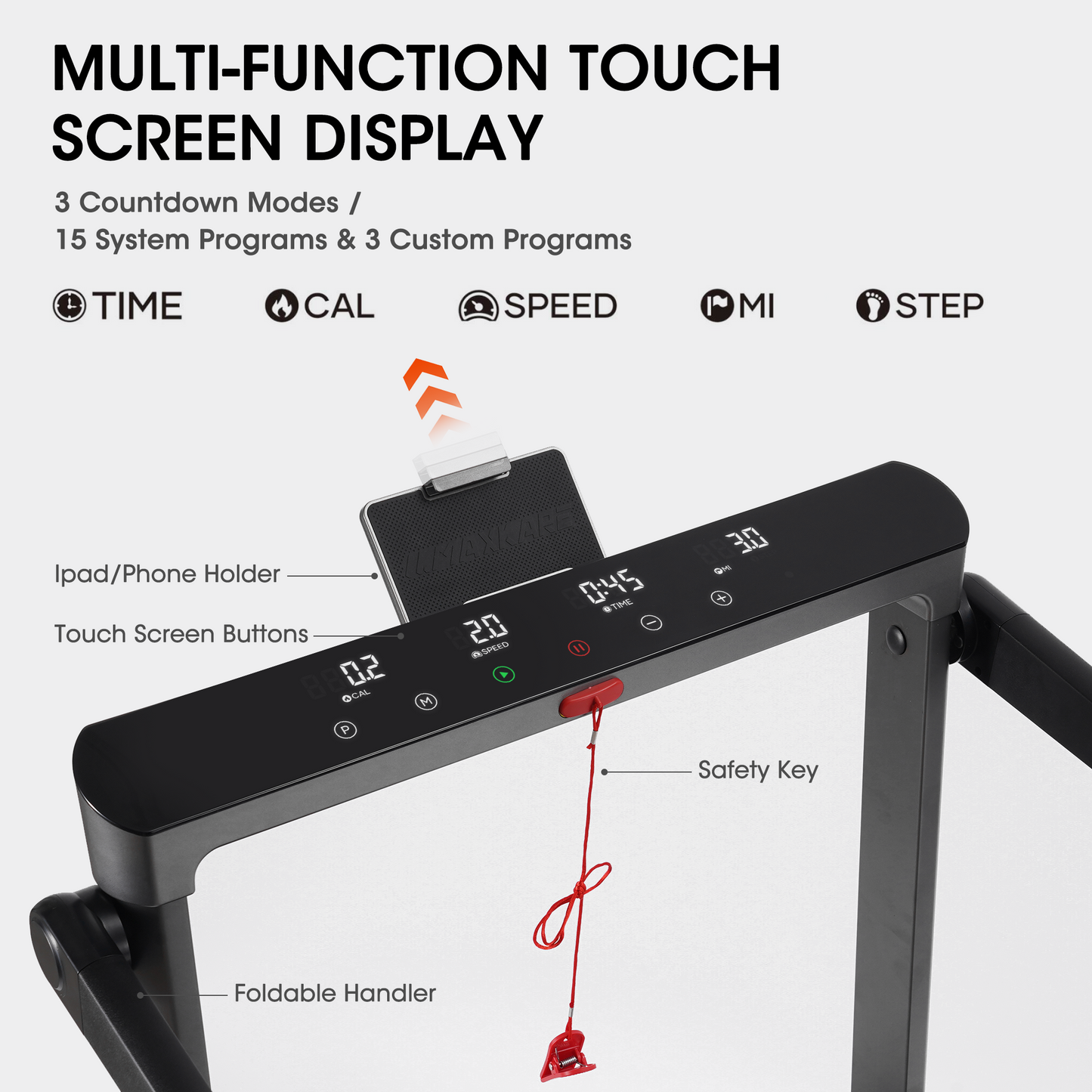 Maxkare 2 in 1 Walking Pad Treadmill, 3.0HP 9MPH Under Desk Treadmill, Foldable Treadmill with Touch Screen & Remote Control Bluetooth Connectivity, 286LBS