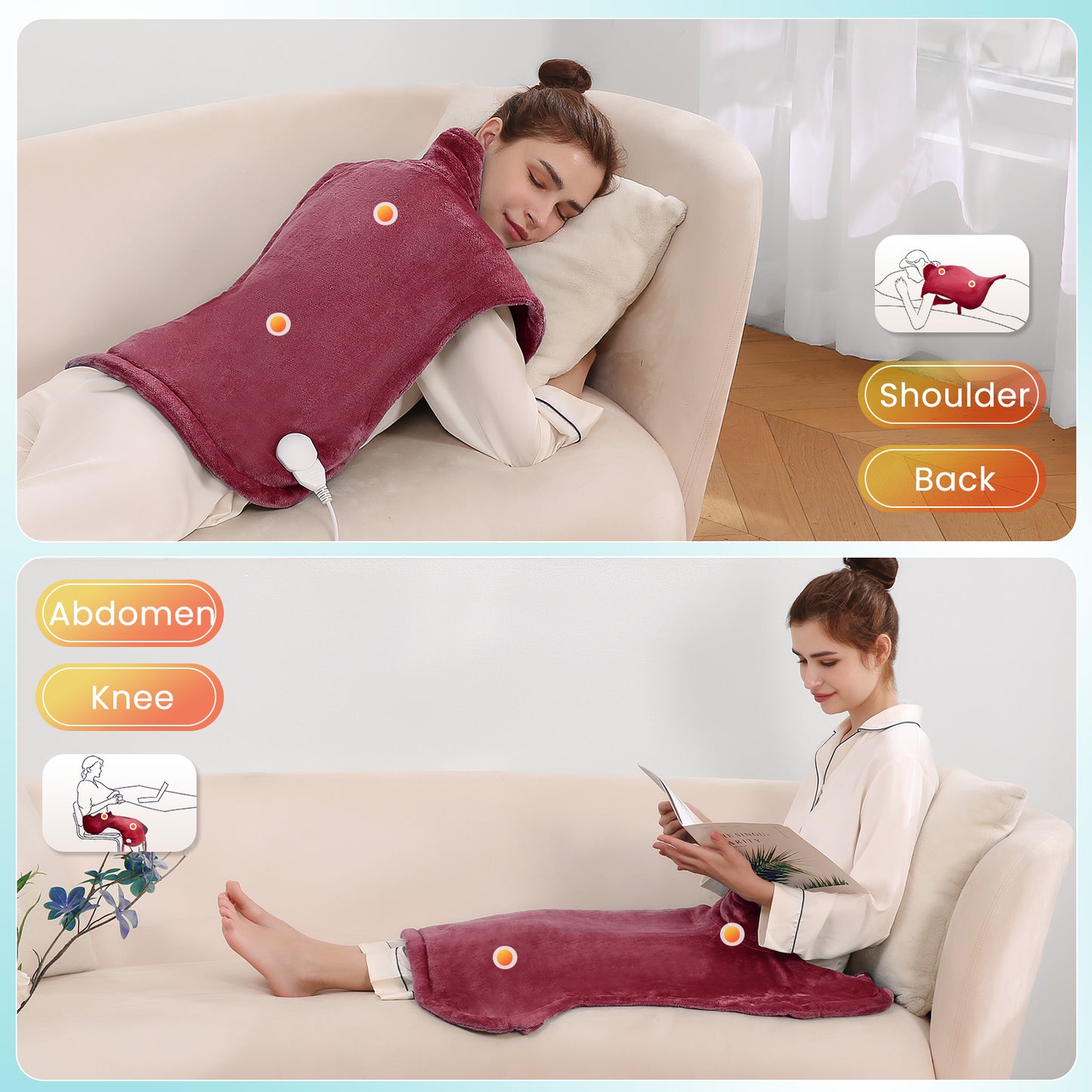 Maxkare Large Heating Pad with 5 Heat Settings & Auto Shut-off, for Full Body Stress Relief, 24"x33", Red