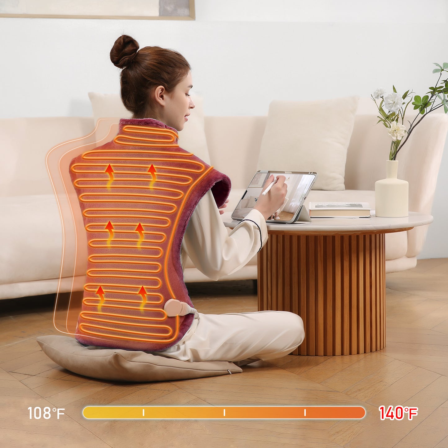 Maxkare Large Heating Pad with 5 Heat Settings & Auto Shut-off, for Full Body Stress Relief, 24"x33", Red