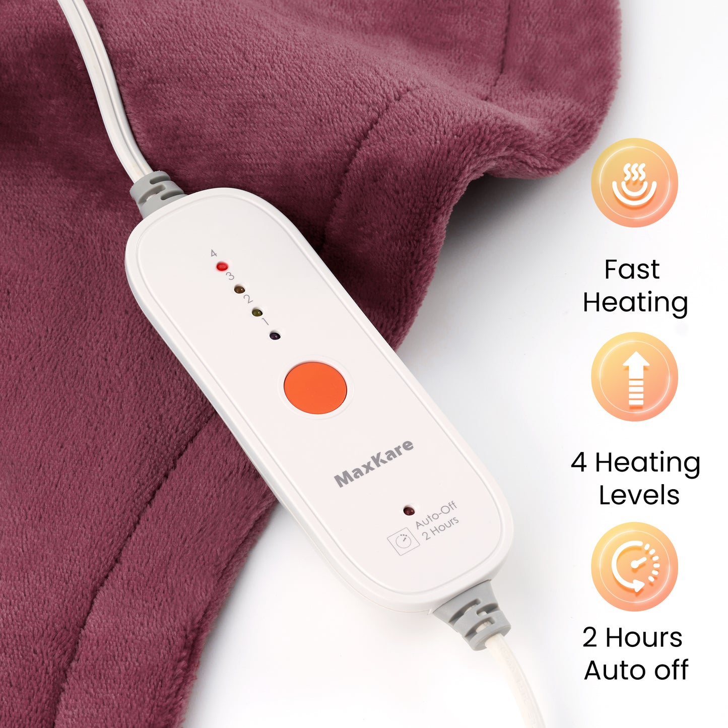 MaxKare Ultra Soft Heating Pad with 4 Heat Settings & Auto Shut-off, for Full Body Stress Relief, 24"x33", Gift - Red