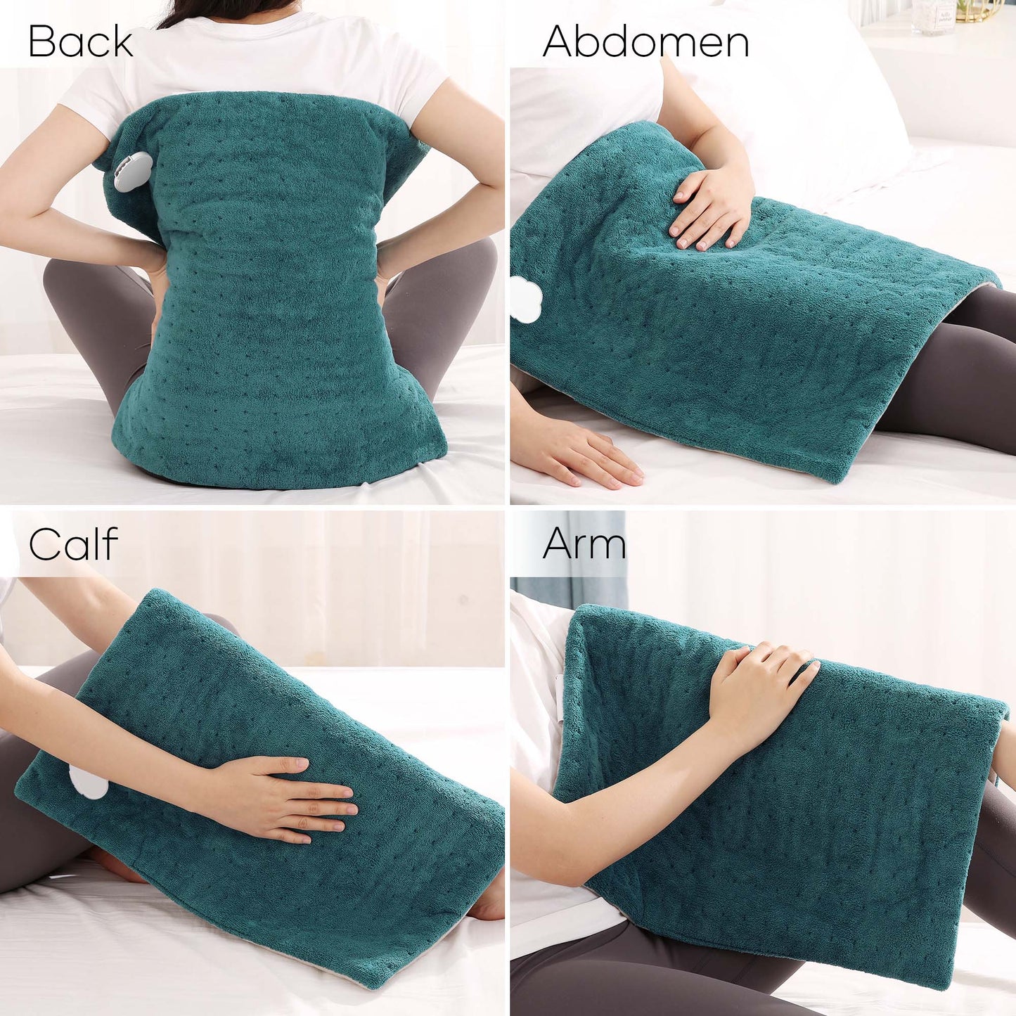 MaxKare 20''x 24'' Extra Large Heating Pad for Cramps, 4 Heat Settings & Auto Shut-off for Back, Shoulder, Full Body Stress Relief-Green
