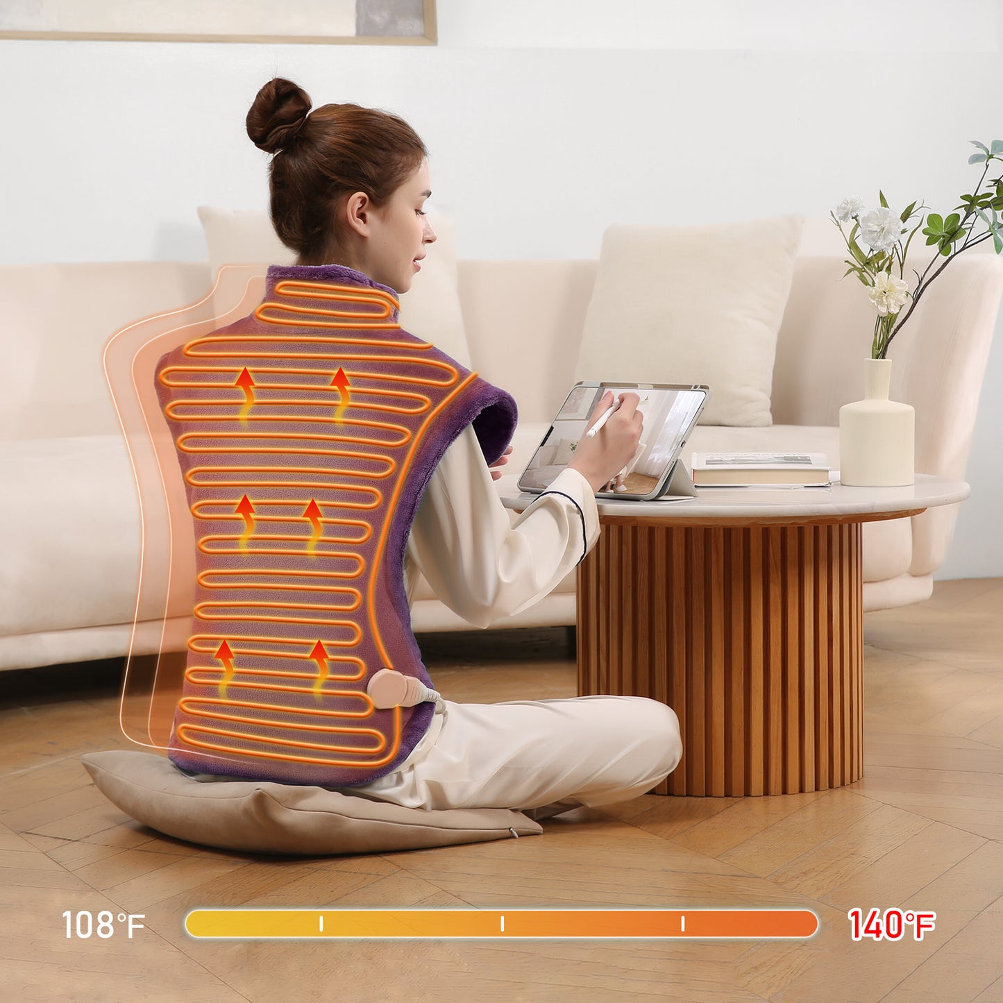 MaxKare Large Heating Pad with 4 Heat Settings & Auto Shut-off, for Full Body Stress Relief, 24"x33"- Purple