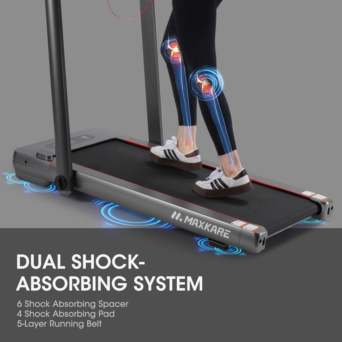 Maxkare 3.0HP & 9MPH Walking Pad Treadmill, 2 in 1 Foldable Treadmill with Touch Screen & Remote Control Bluetooth Connectivity, 286LBS