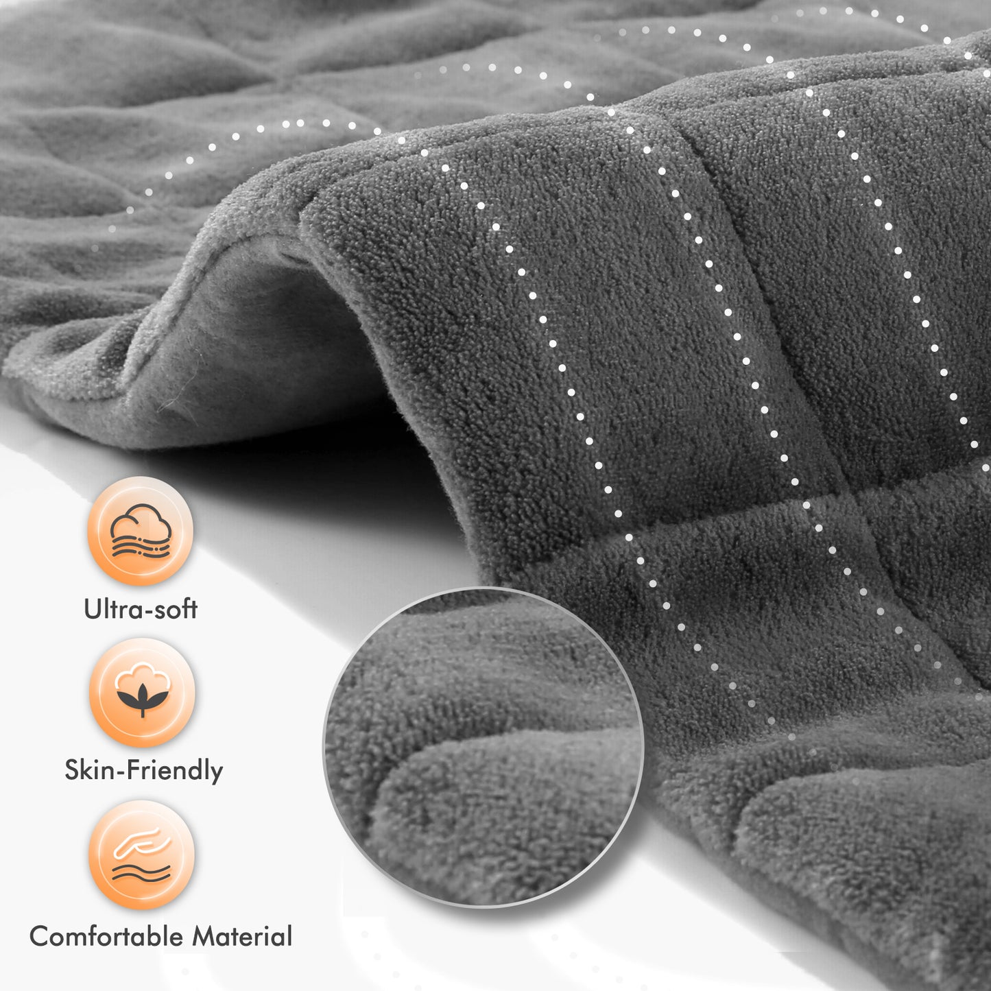 MaxKare Extra Large Weighted Heating Pad 33" X 18", 6 Heating Levels & 3 Time Settings for Back Neck Shoulder Stress & Cramps Relief, Gray