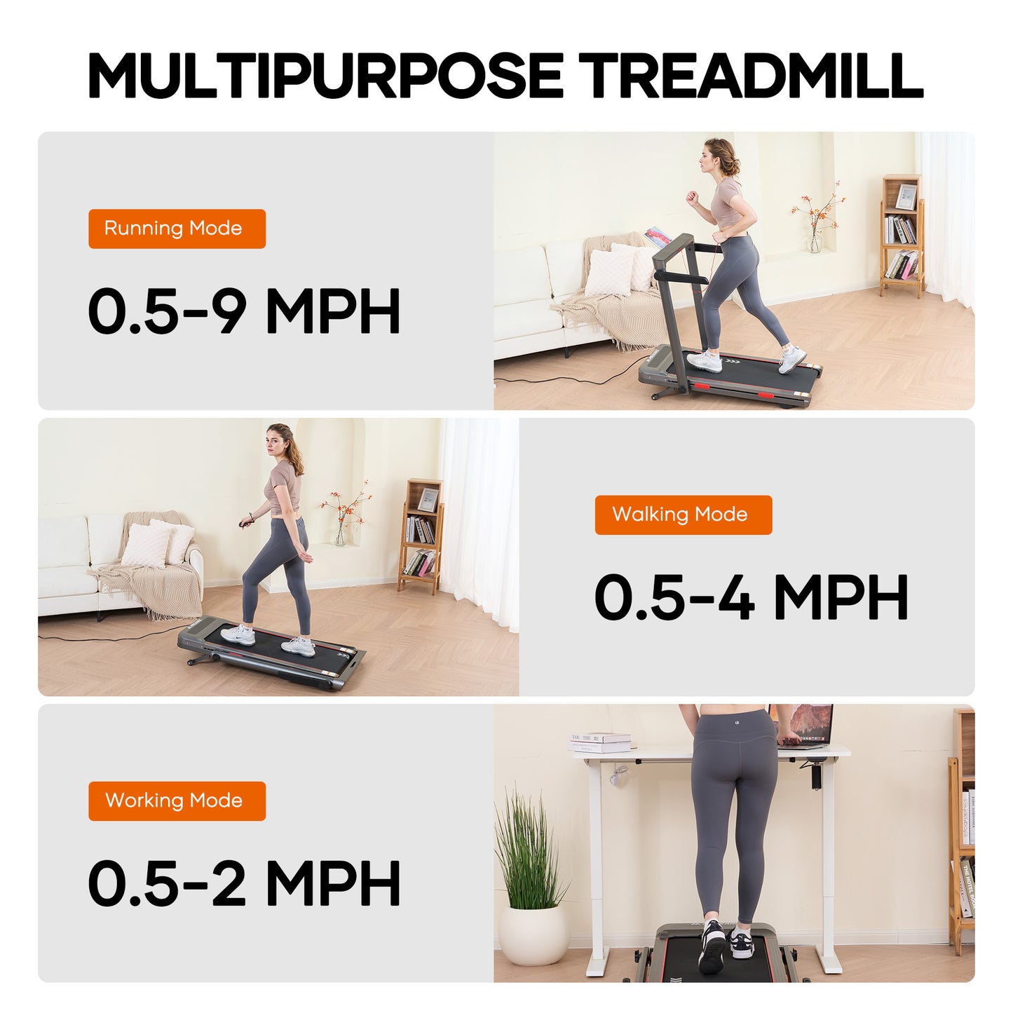 MaxKare 3.0HP Auto Incline Treadmil, 2-in-1 Walking Pad Treadmil with 26" LED Touch Screen and Remote, Foldable Treadmill for Home, 286lbs