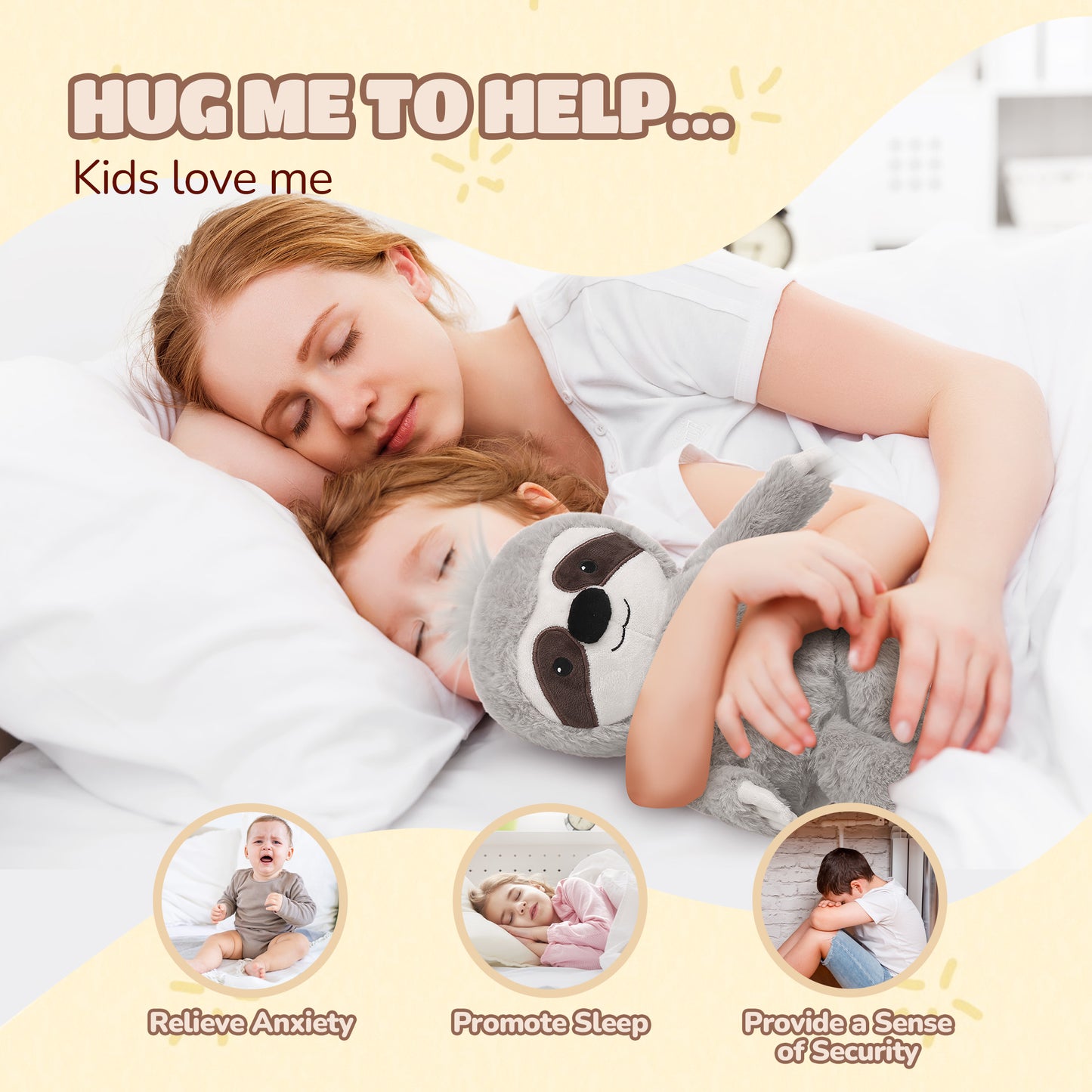 MaxKare Microwavable Stuffed Animal Heating Pad Heatable for Anxiety and Ache Relief, Bedtime, Adorable Christmas Gift for Kids & Adults, 9.4"x13", Sloth