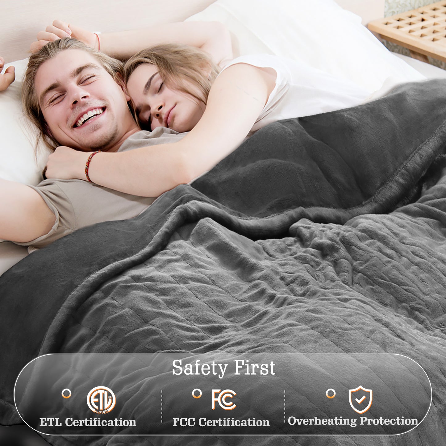 Electric Heated Blanket Twin 62" x 84" Large Heating Throw Blanket with 4 Heating Levels & Timer 10 Hours Auto Off, Machine Washable, Warm Comfort Blanket for Home Office Bed Sofa