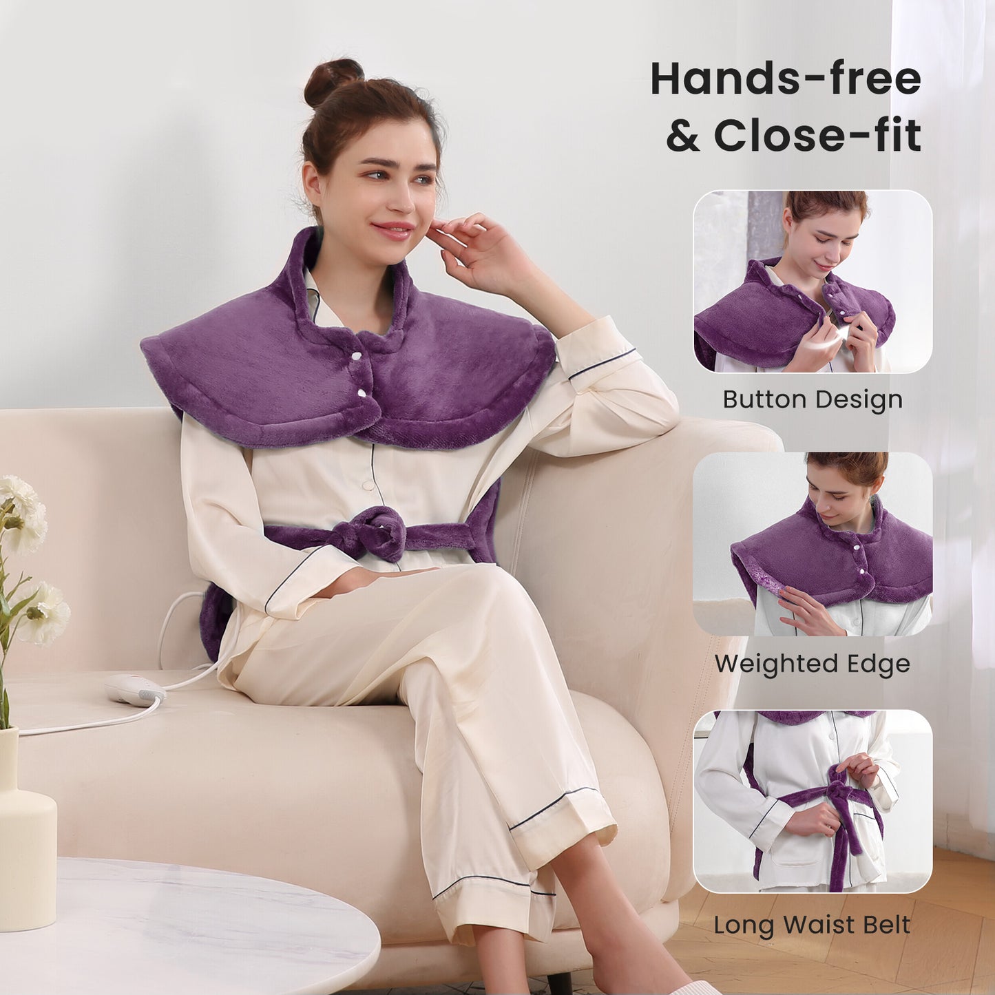 MaxKare Large Heating Pad with 4 Heat Settings & Auto Shut-off, for Full Body Stress Relief, 24"x33"- Purple
