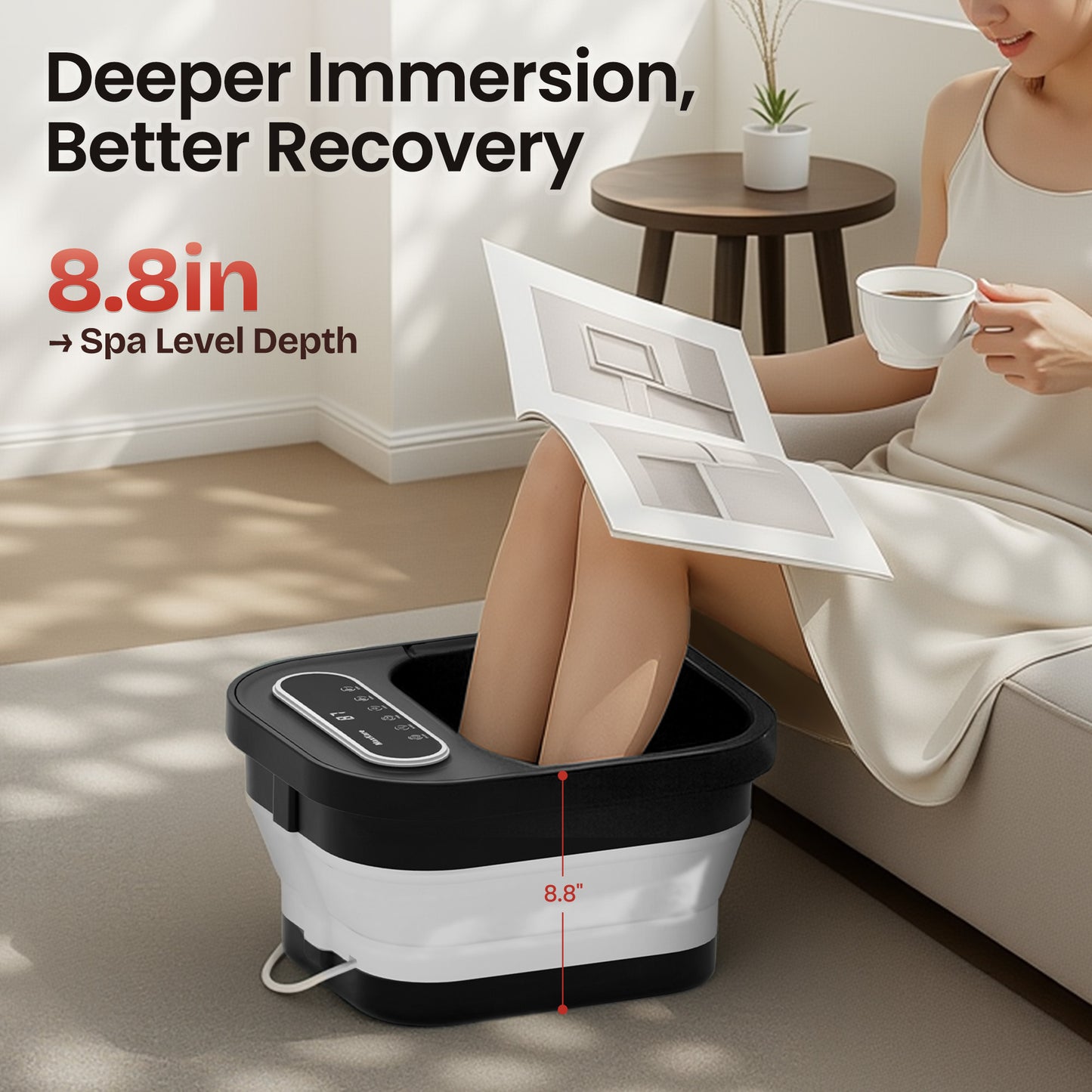 MaxKare Collapsible Foot Spa with Massager and Heat Bubbles Vibration 3 in 1, Foot Spa Massager, Black