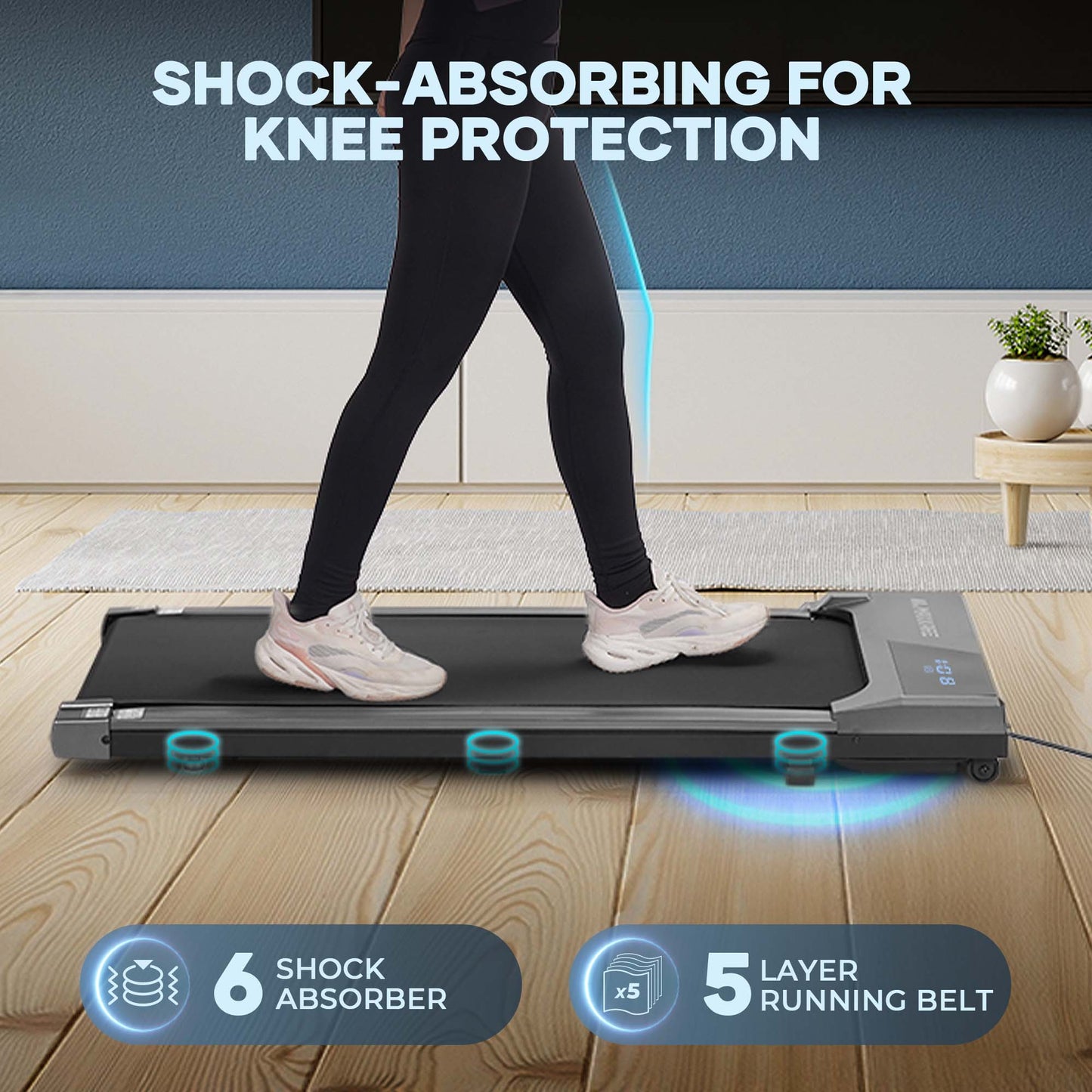 MaxKare 2.25HP Walking Pad 3.8MPH Under Desk Treadmill with Remote Control for Home, 265lbs Weight Capacity