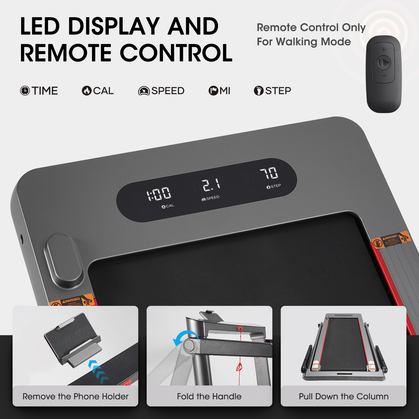 Maxkare 3.0HP & 9MPH Walking Pad Treadmill, 2 in 1 Foldable Treadmill with Touch Screen & Remote Control Bluetooth Connectivity, 286LBS