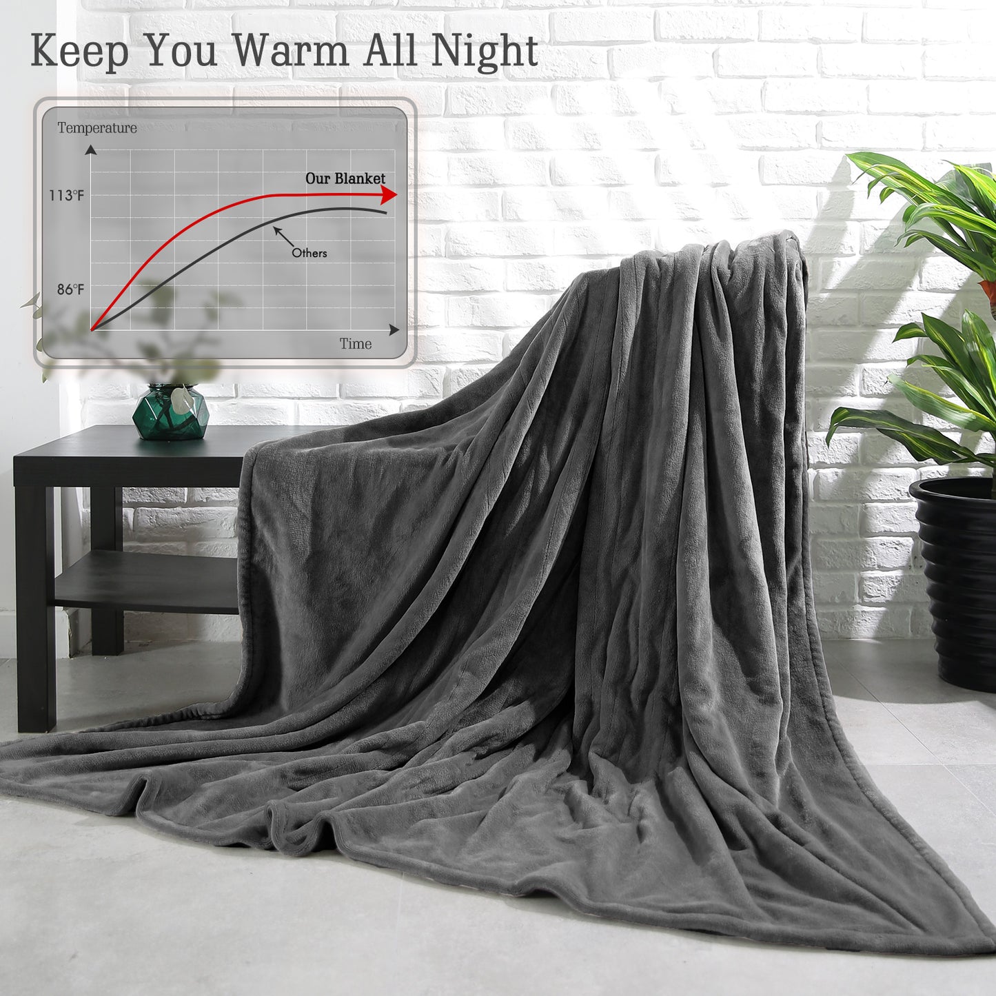 Electric Heated Blanket Twin 62" x 84" Large Heating Throw Blanket with 4 Heating Levels & Timer 10 Hours Auto Off, Machine Washable, Warm Comfort Blanket for Home Office Bed Sofa