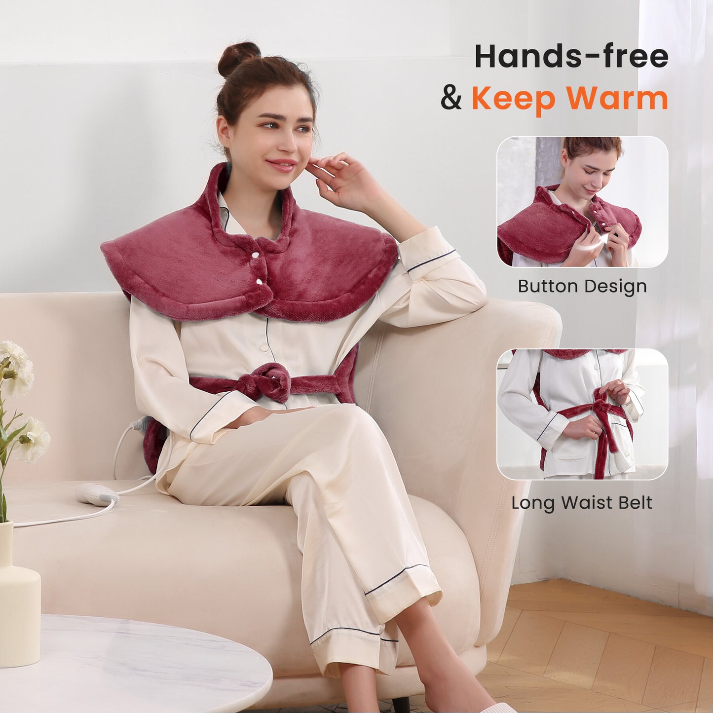 Maxkare Large Heating Pad with 5 Heat Settings & Auto Shut-off, for Full Body Stress Relief, 24"x33", Red