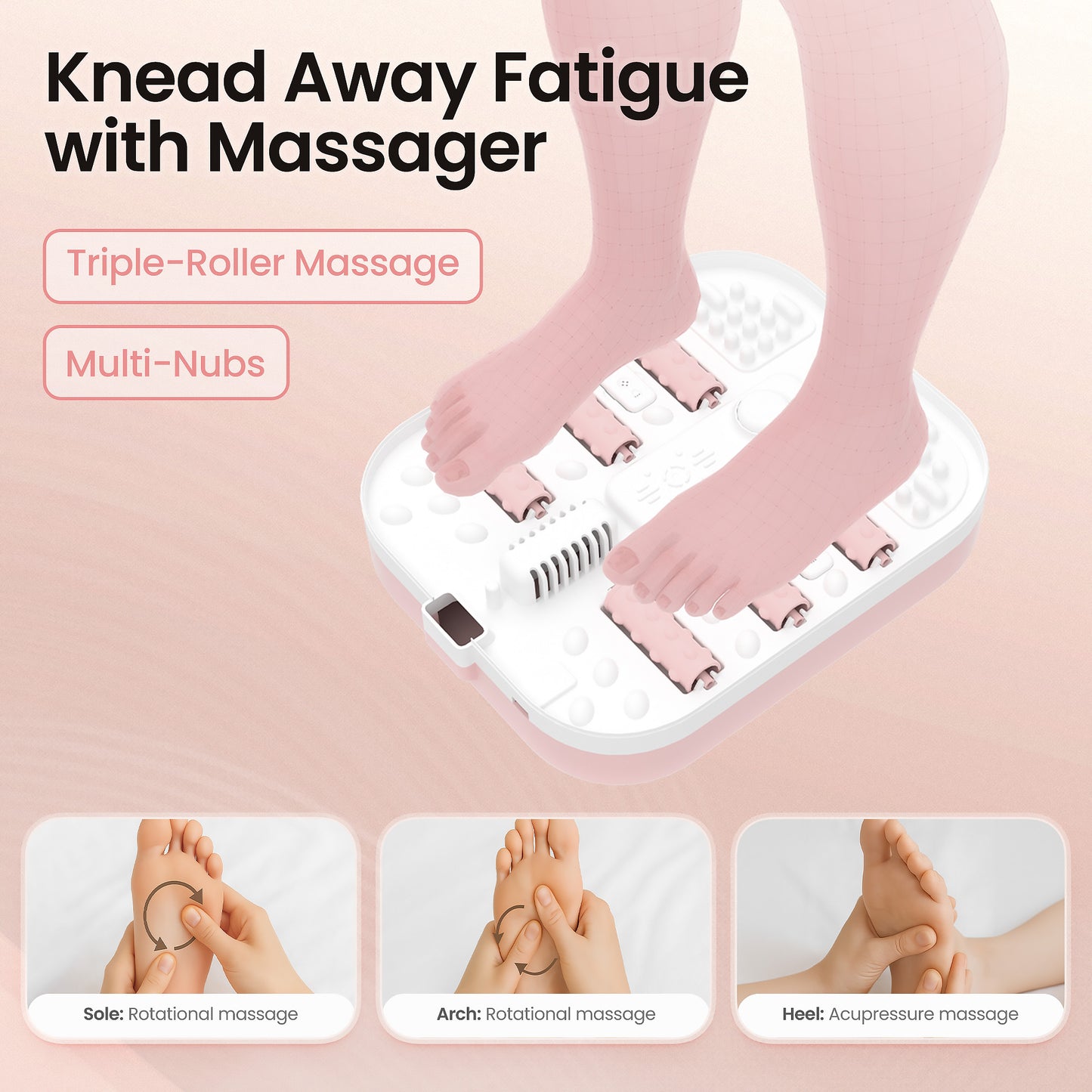 MaxKare Collapsible Foot Spa with Massager and Heat, Digital Display, Pink