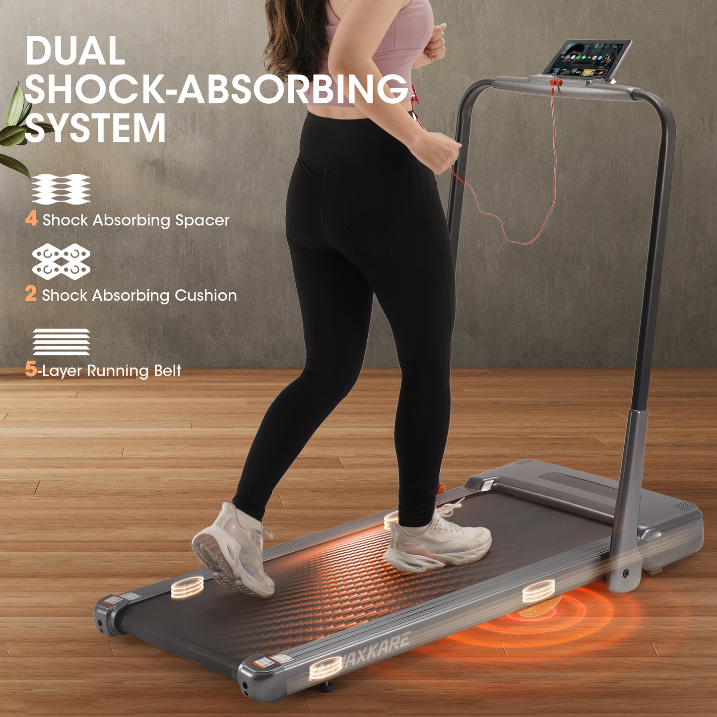 MaxKare 2.5HP Walking Pad Treadmill, Space-Saving Under Desk Treadmill with Remote Control for Home & Office, 265 LBS