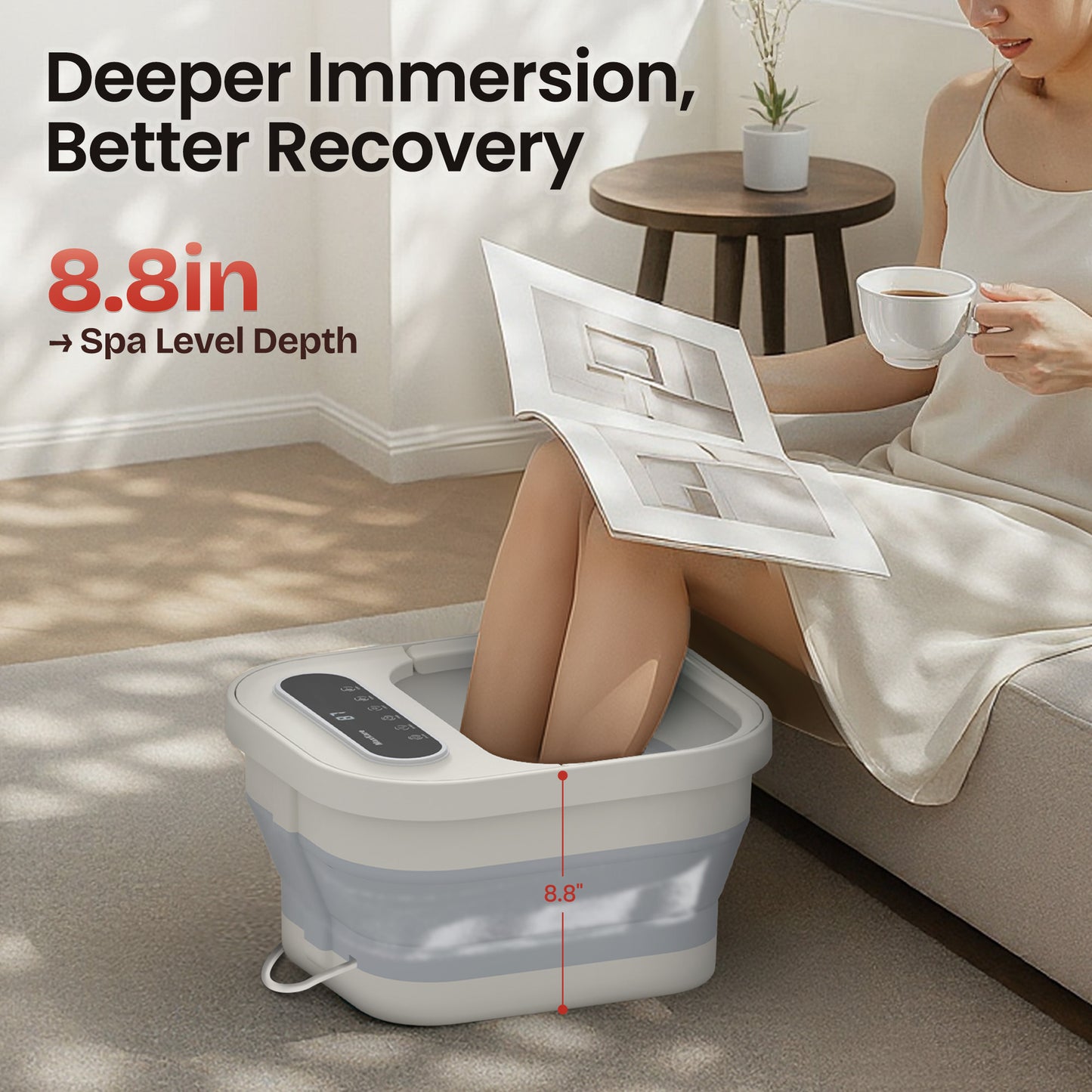 MaxKare Collapsible Foot Spa with Massager and Heat Bubbles Vibration 3 in 1, Foot Spa Massager, White