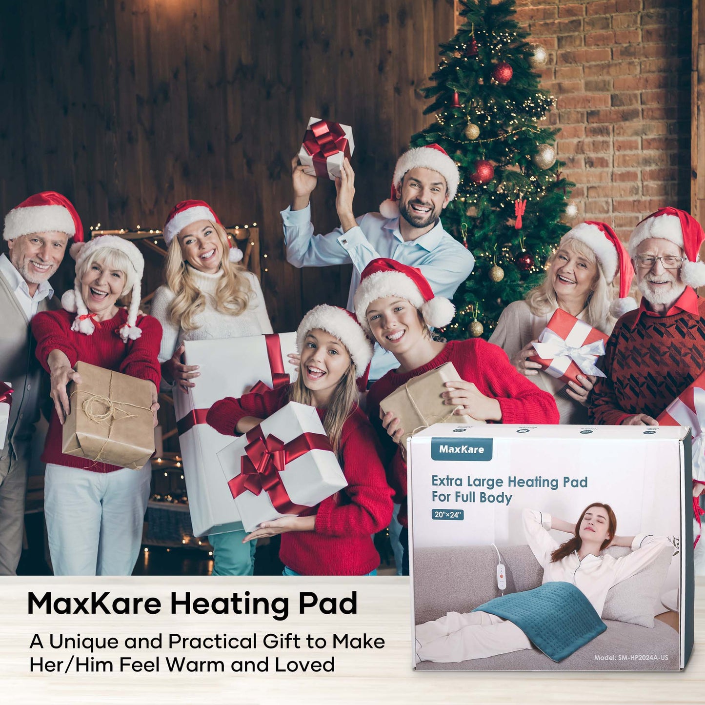 MaxKare 20''x 24'' Micro Plush Corded Electric Heating Pad for Cramps, 4 Heat Settings & Auto Shut-off for Back, Shoulder, Full Body Stress Relief-Green