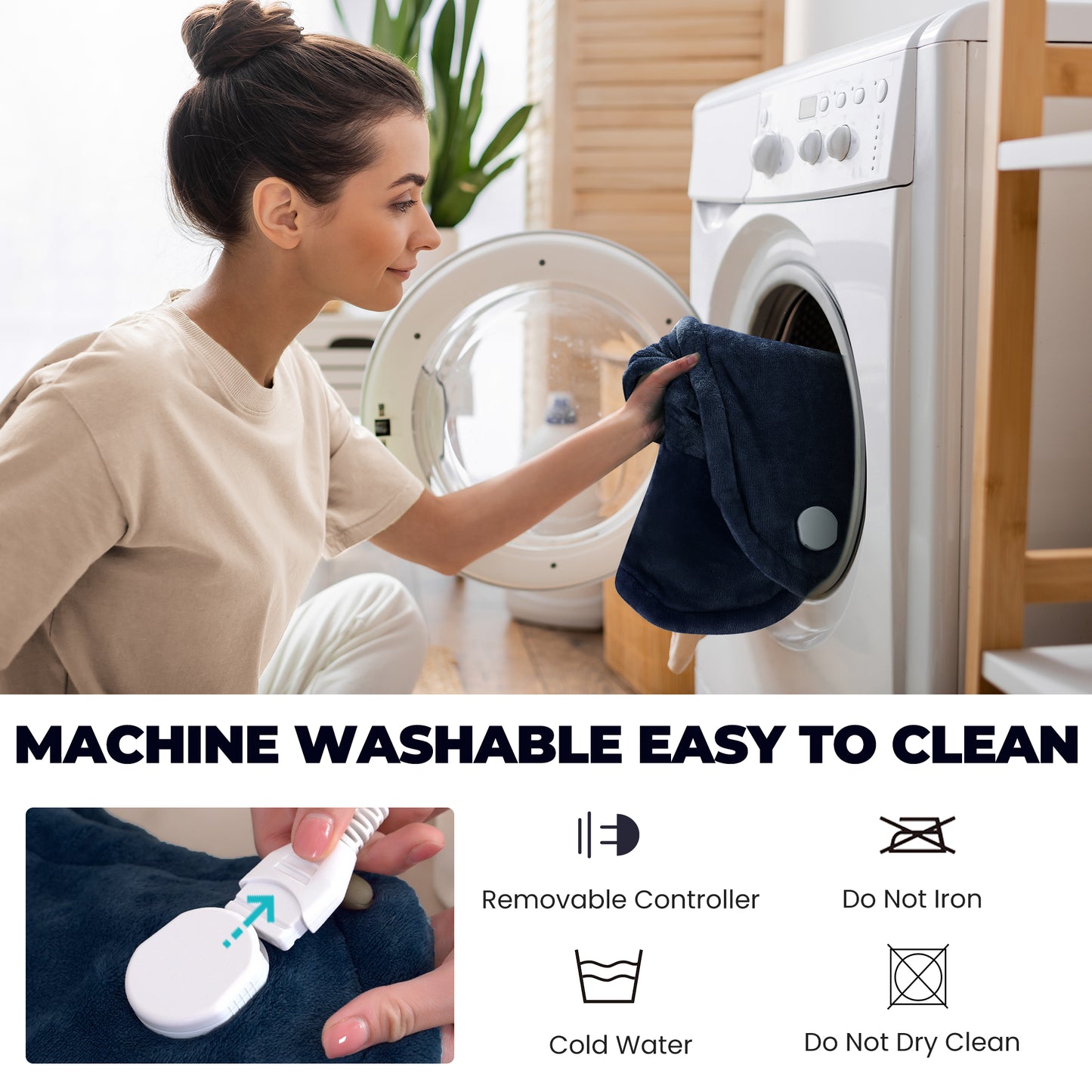 MaxKare Extra Large Flannel Heating Pad with 4 Heat Settings & Auto Shutoff for Full Body Stress Relief, Navy Blue, One Size (24"x40")