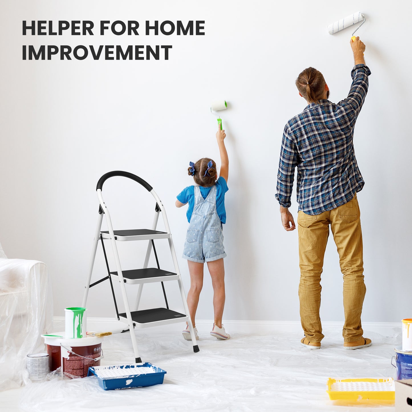 MaxKare 3 Step Stool, Folding Ladder, Lightweight