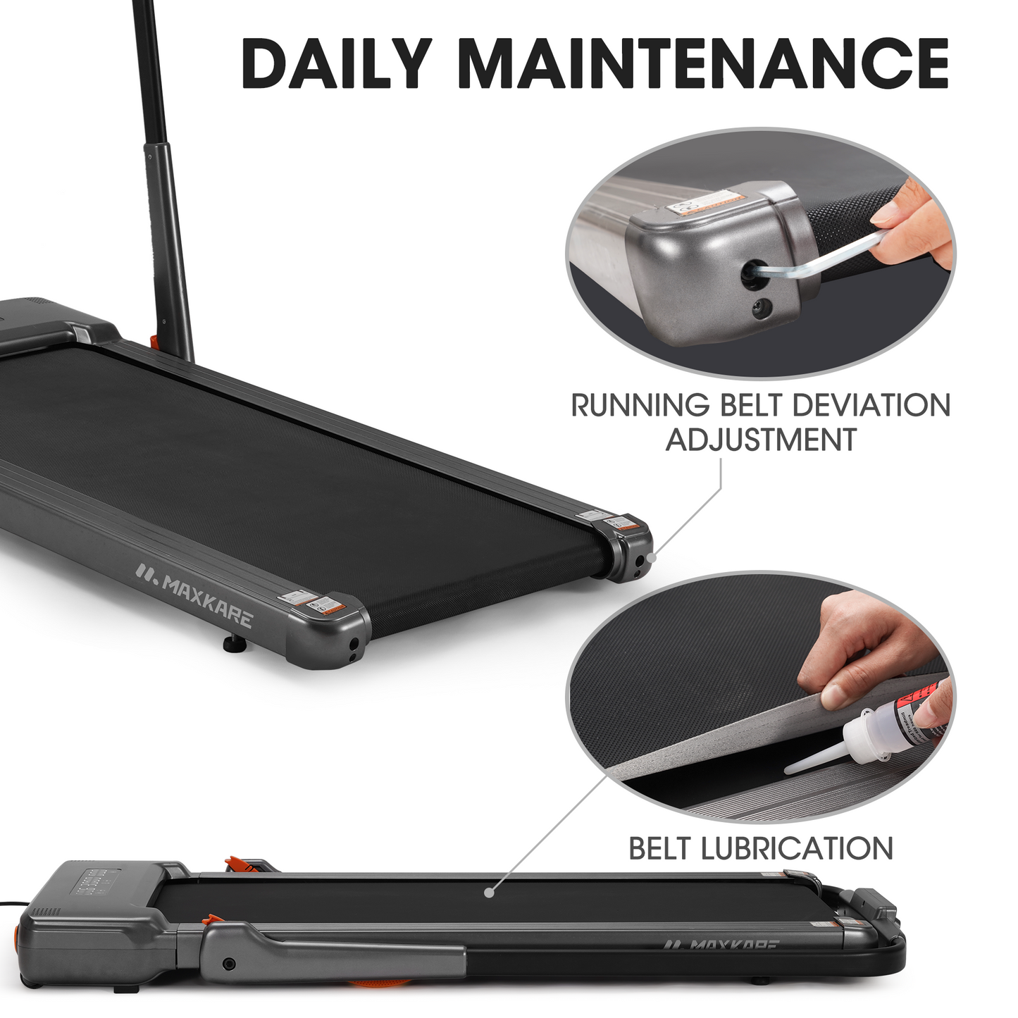 MaxKare 2.5HP Walking Pad Treadmill, Space-Saving Under Desk Treadmill with Remote Control for Home & Office, 265 LBS