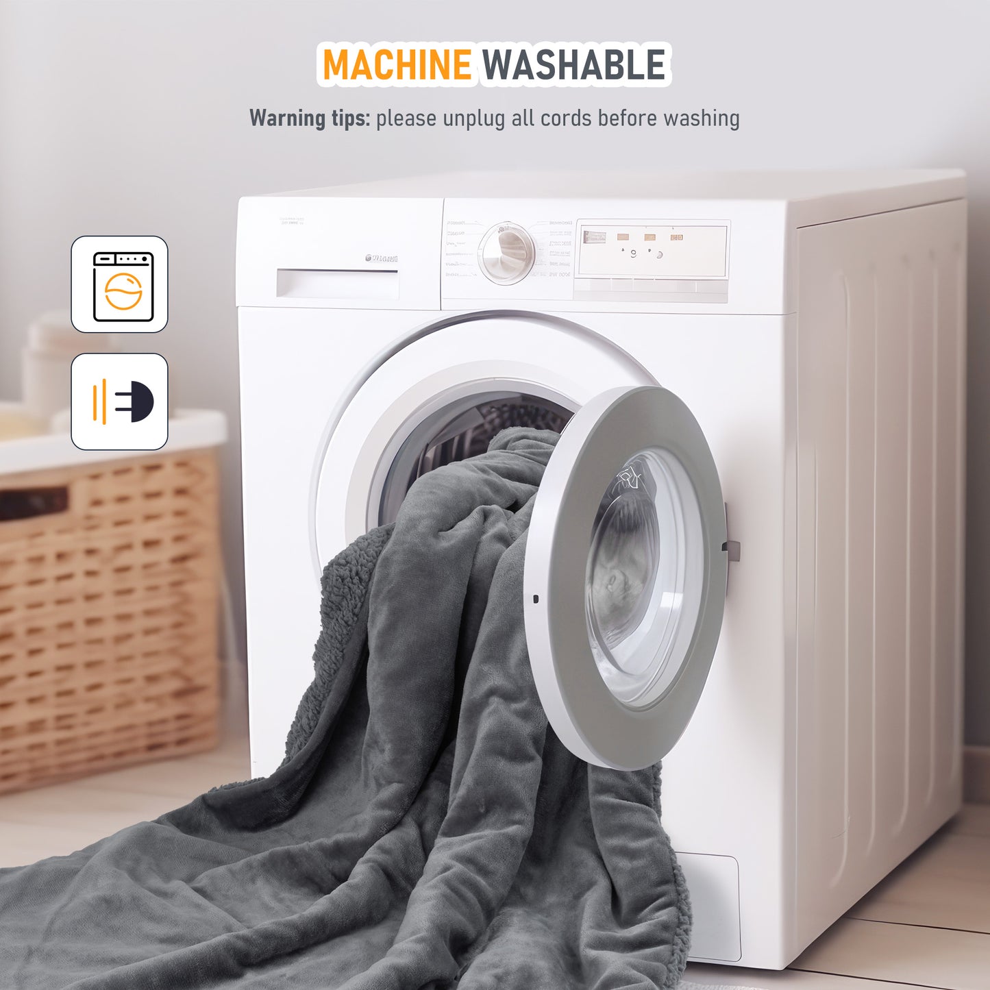MaxKare Electric Heated Blanket, 59" x 43” Travel Car Blankets, Gray