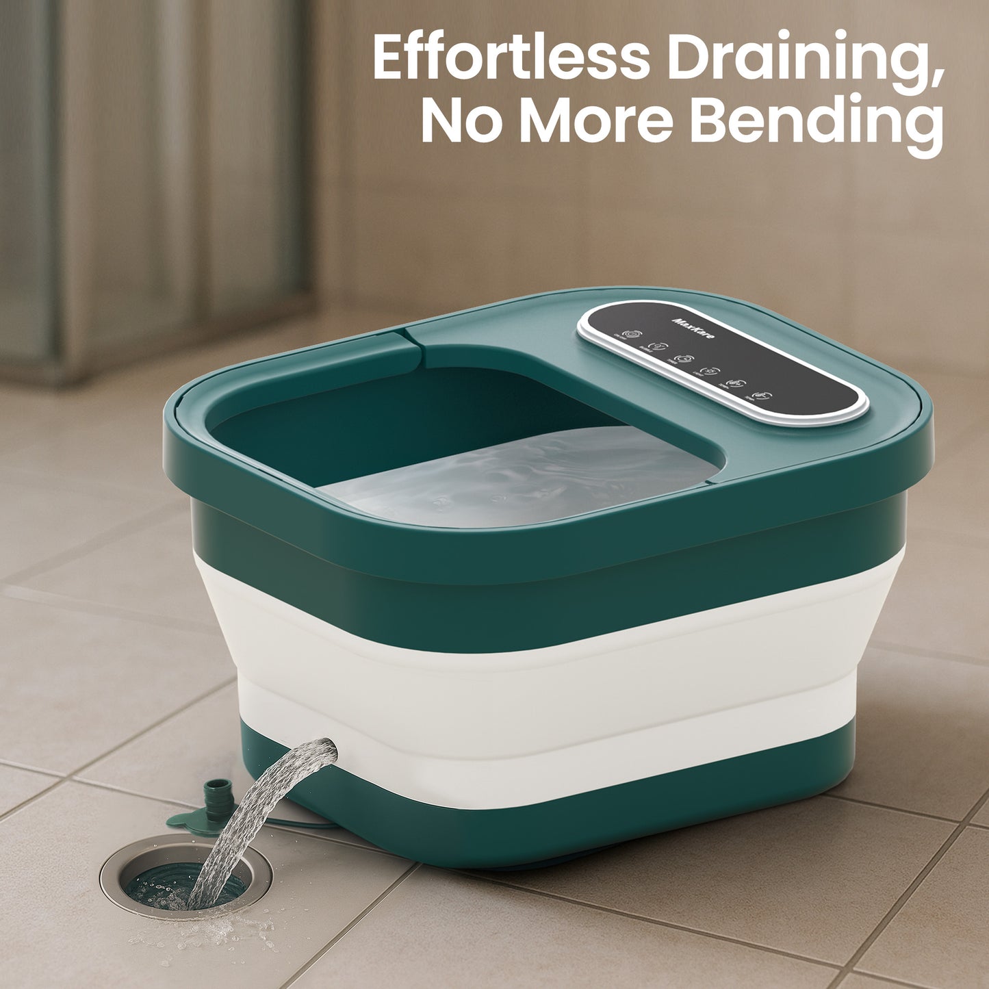 MaxKare Collapsible Foot Spa with Massager and Heat Bubbles Vibration 3 in 1, Green