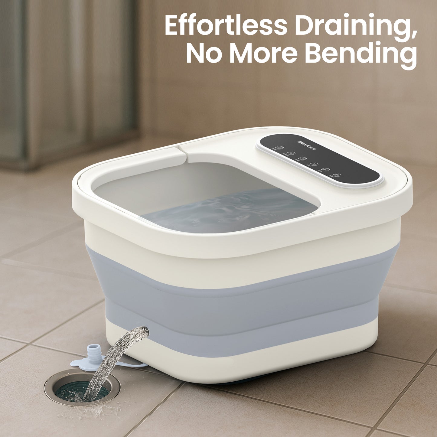 MaxKare Collapsible Foot Spa with Massager and Heat Bubbles Vibration 3 in 1, Foot Spa Massager, White