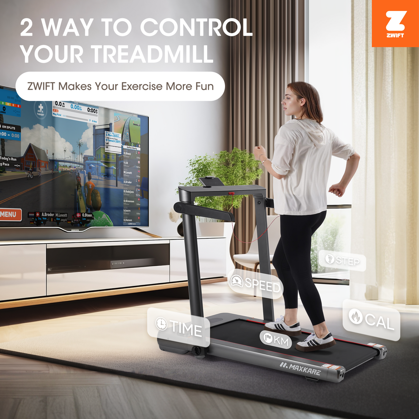 Maxkare 2 in 1 Walking Pad Treadmill, 3.0HP 9MPH Under Desk Treadmill, Foldable Treadmill with Touch Screen & Remote Control Bluetooth Connectivity, 286LBS