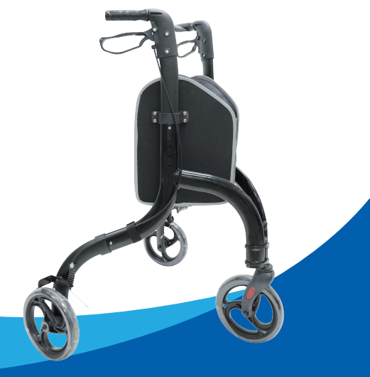 Load image into Gallery viewer, 3 Wheel Rollator for Seniors, Foldable Walker with 8&quot; Wheel, Height Adjustable, Black
